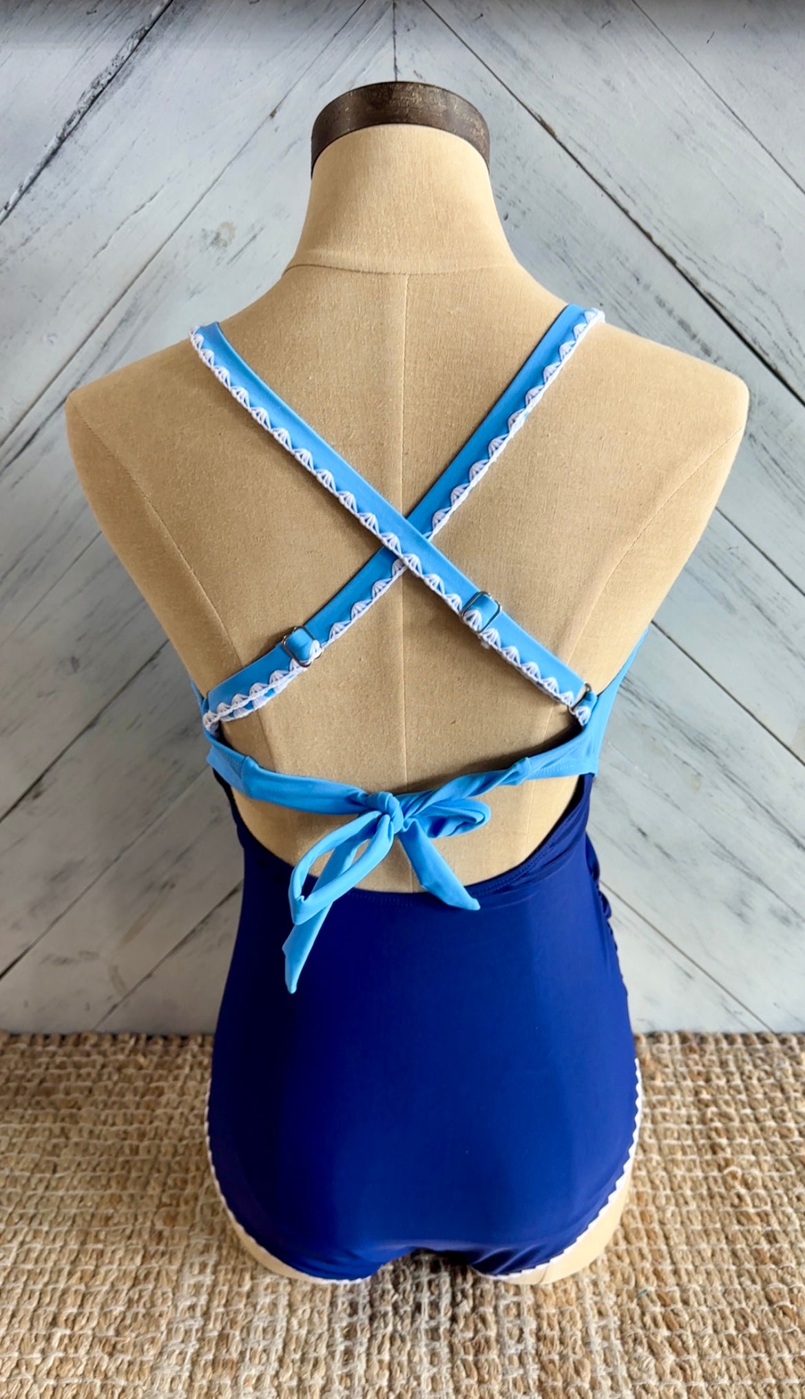 Blue Ric Rac Trim One Piece Swimsuit