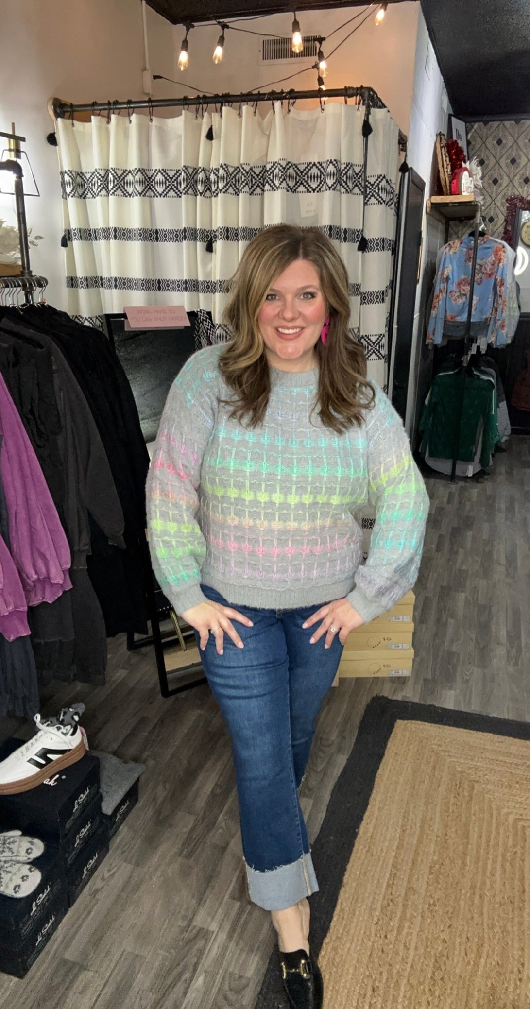 Grey Multi Color Ombre Sweater
