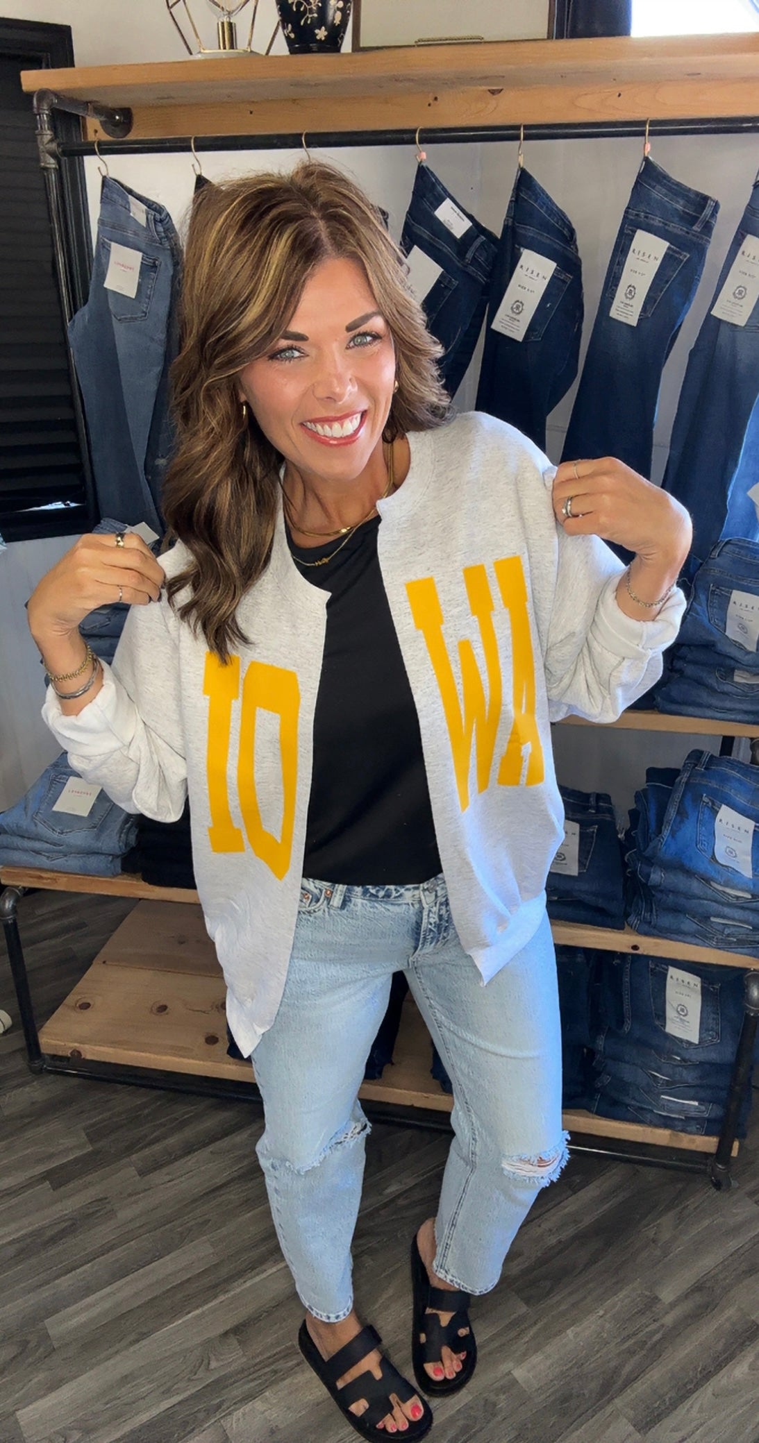 Yellow Iowa Split Crewneck