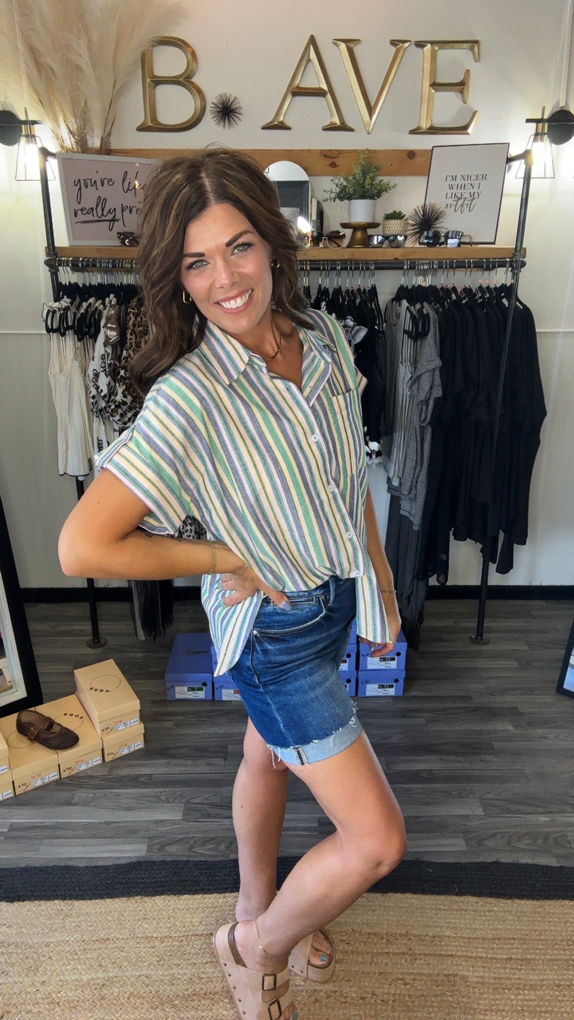 Linen Multi Striped Button-Down Shirt