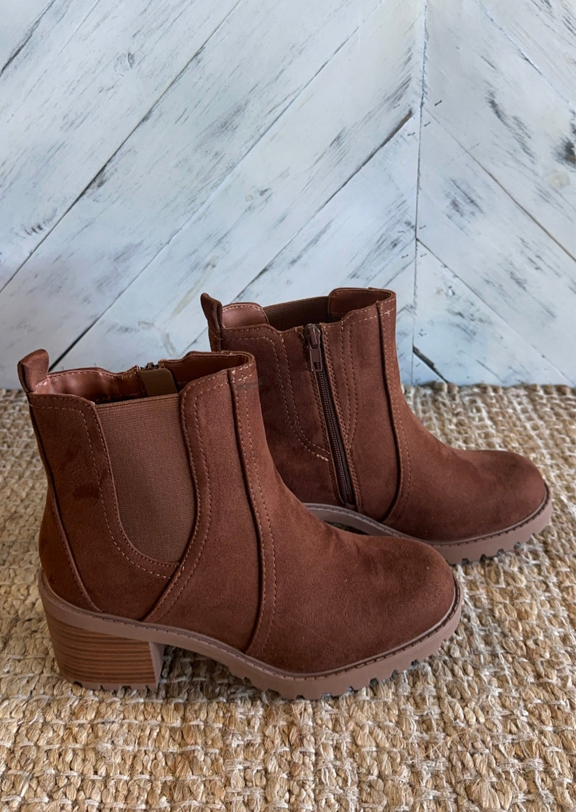Walnut Suede Platform Ankle Boot