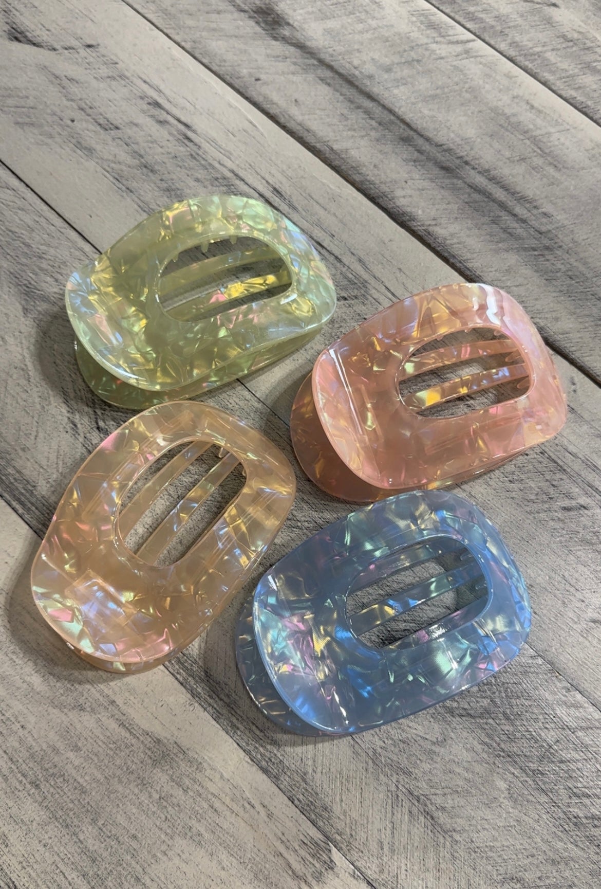 Iridescent Flat Curved Hair Clip