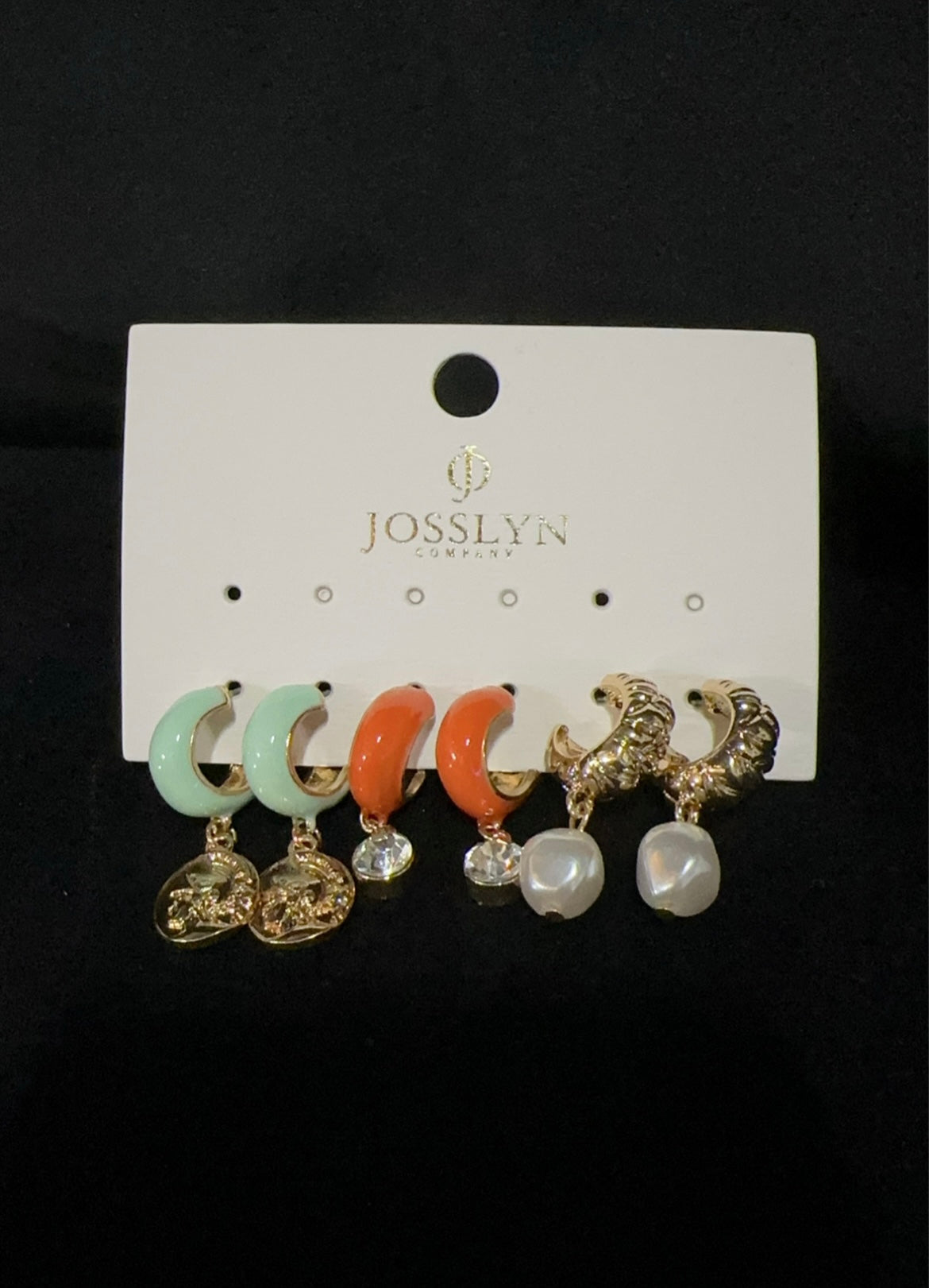 Gold Coin & Pearl Drop Trio Earrings