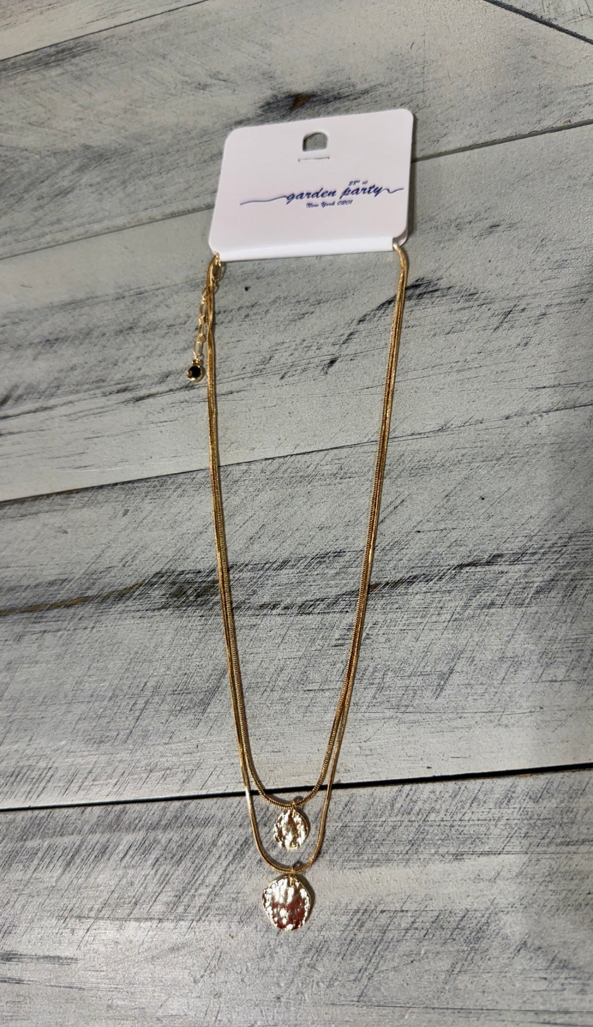 Dainty Gold 2 Layer Disc Pendant Necklace