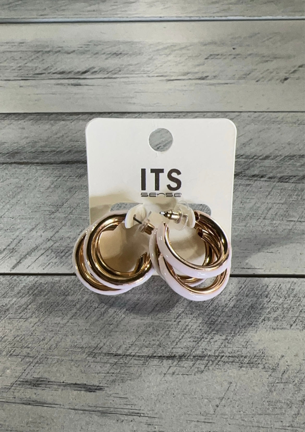 Beige Triple C Hoop Earrings