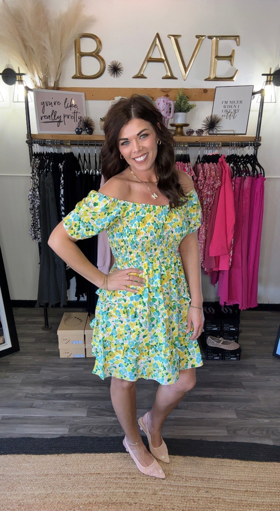 Yellow Multi Floral Smocked Dress