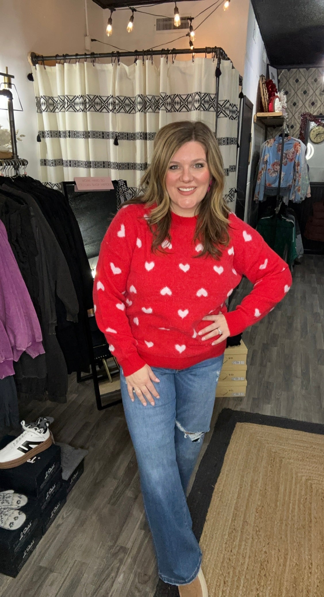 Red Cutesy Heart Sweater