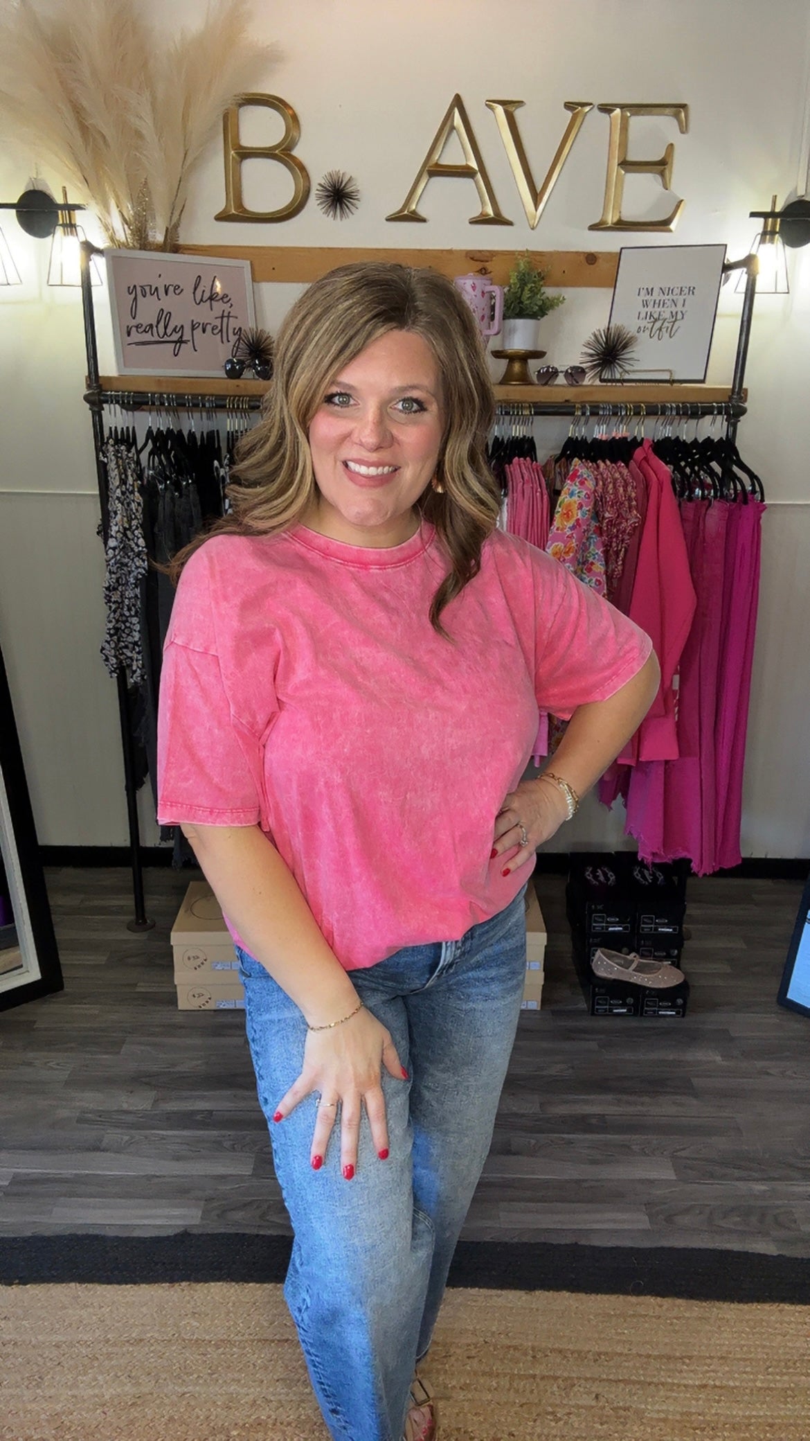 Fuchsia Acid Wash Tee