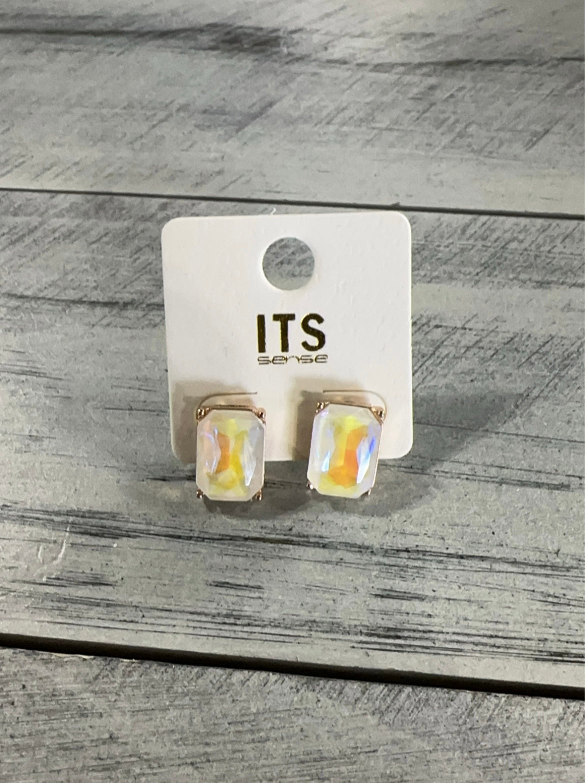 Colored Stone Iridescent Stud Earrings