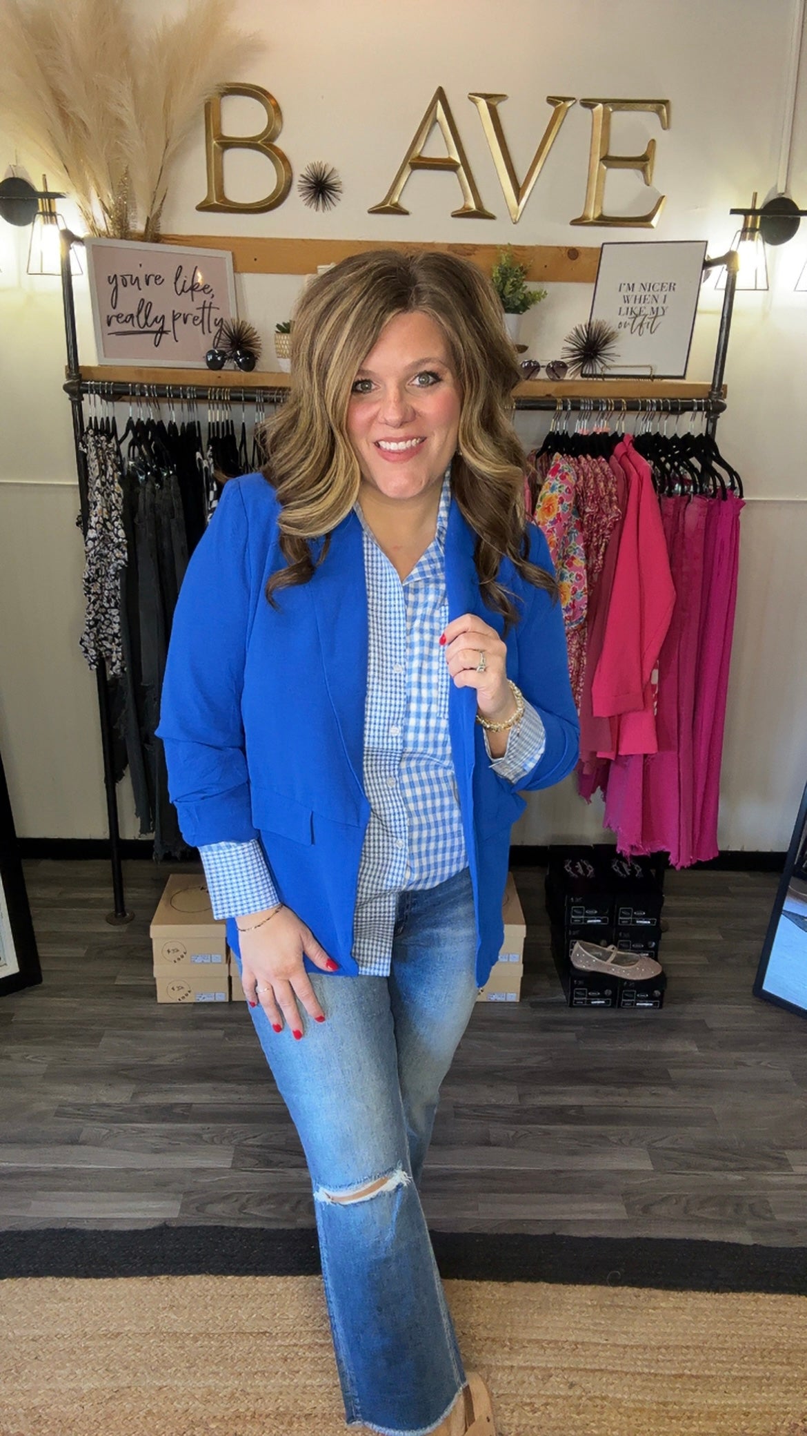 Royal Blue Lightweight Ruched Sleeve Blazer
