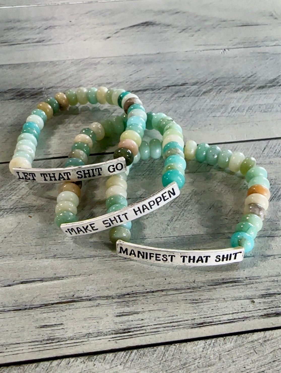 Semi-Precious Stone Bracelet with "Sassy" Metal Bar