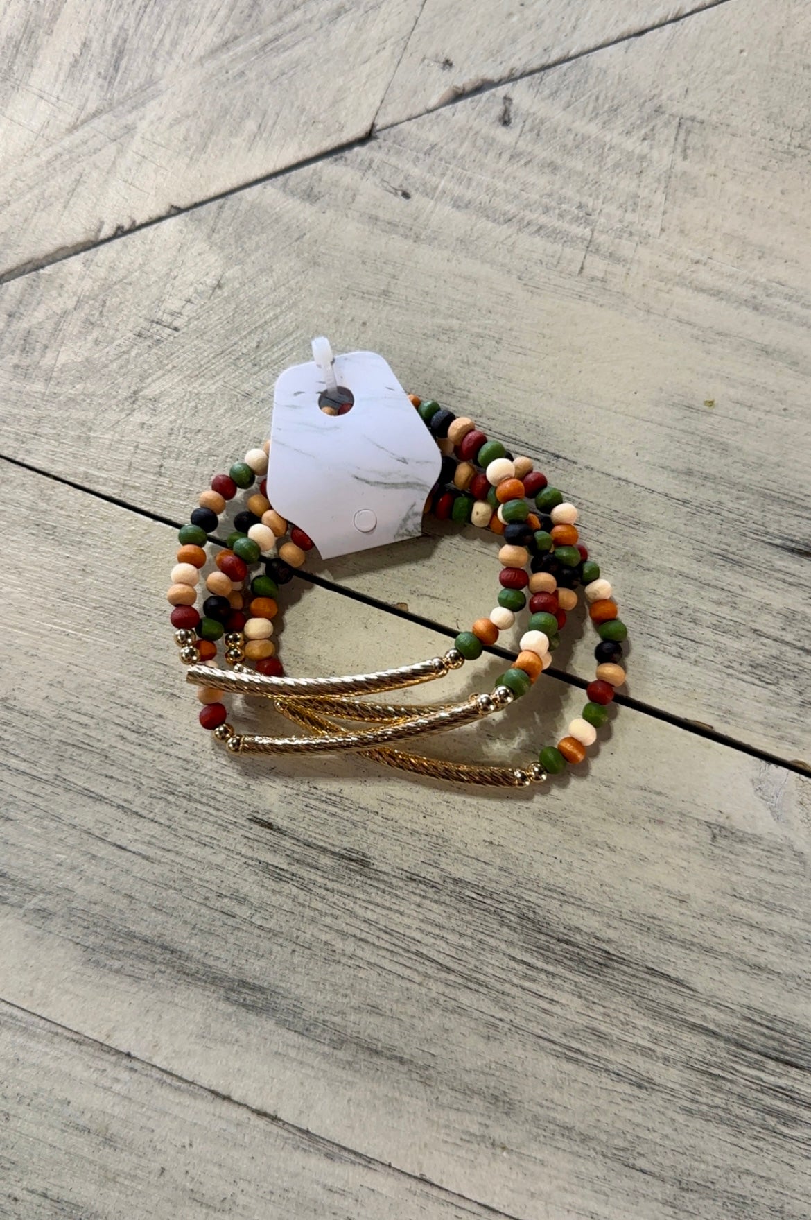 Harvest Wood Bead Stretch Bracelet Set