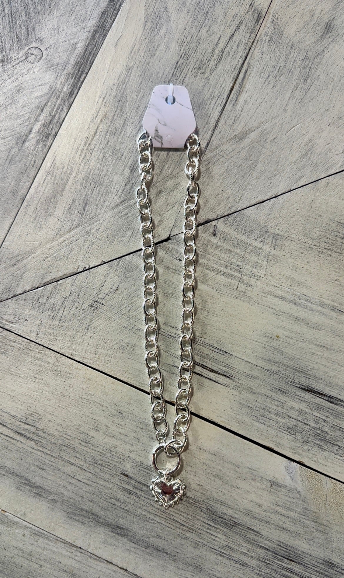 Silver Textured Chunky Chain Necklace