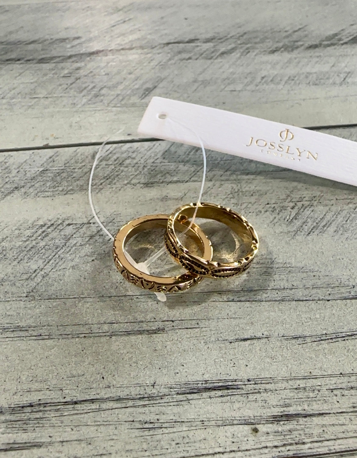 Antique Gold Carved Duo Ring Set
