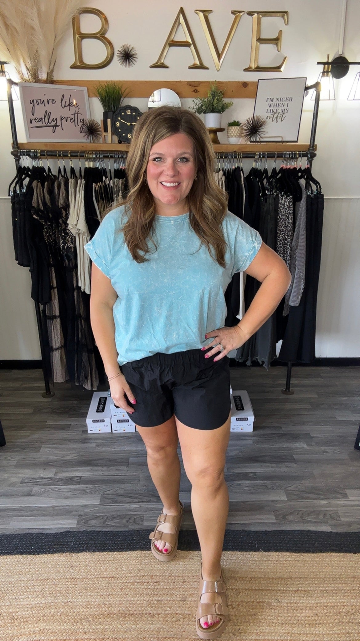 Black Smocked Waist Athletic Shorts