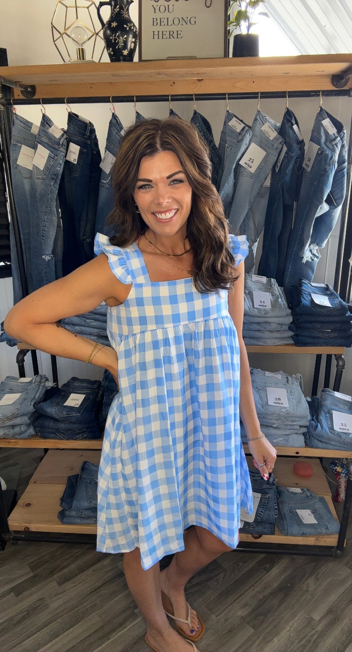 Blue & White Checkered Sun Dress