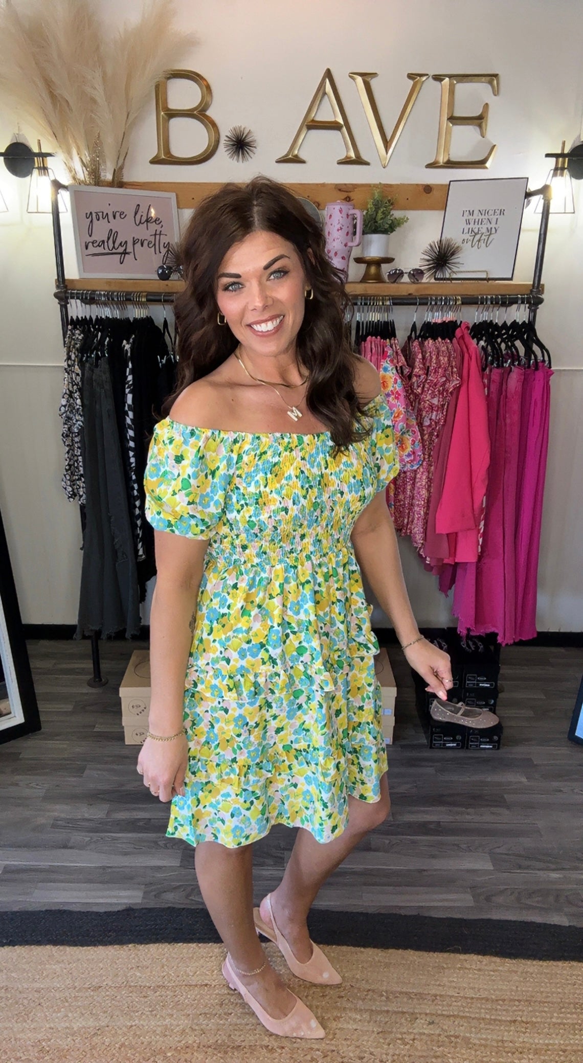 Yellow Multi Floral Smocked Dress