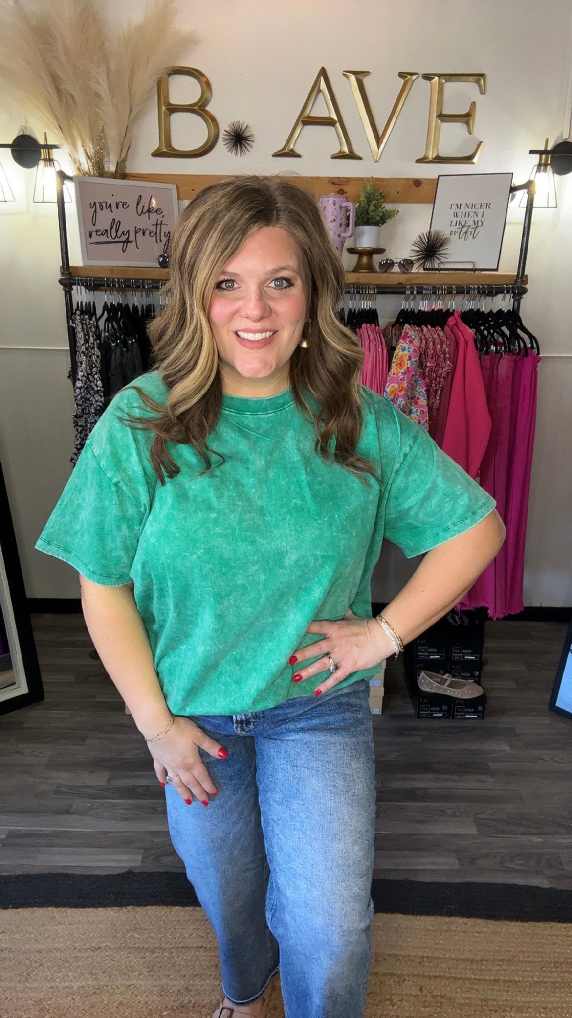 Kelley Green Acid Wash Tee