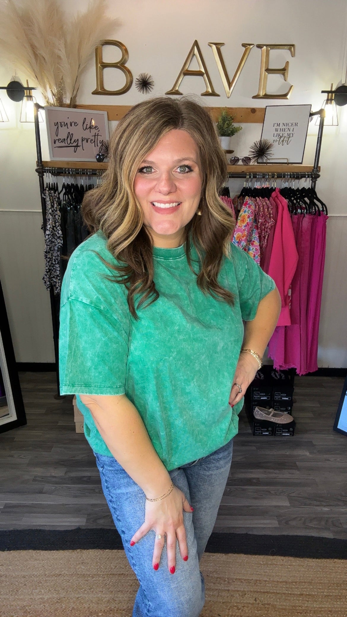 Kelley Green Acid Wash Tee