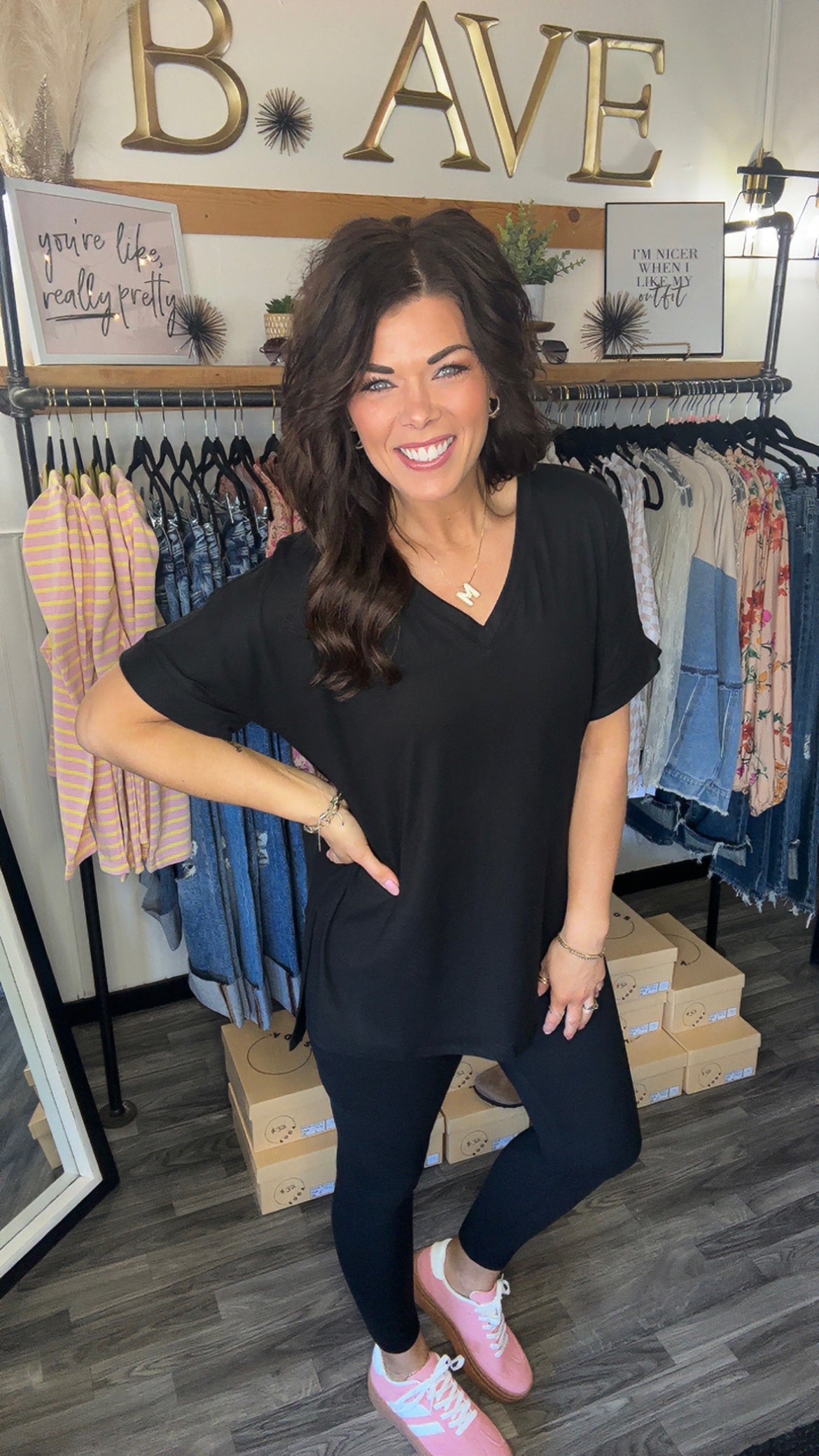 Black Soft Microfiber Tee & Leggings Set