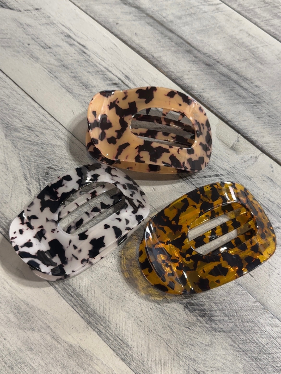 Shiny Animal Print Flat Curved Hair Clip