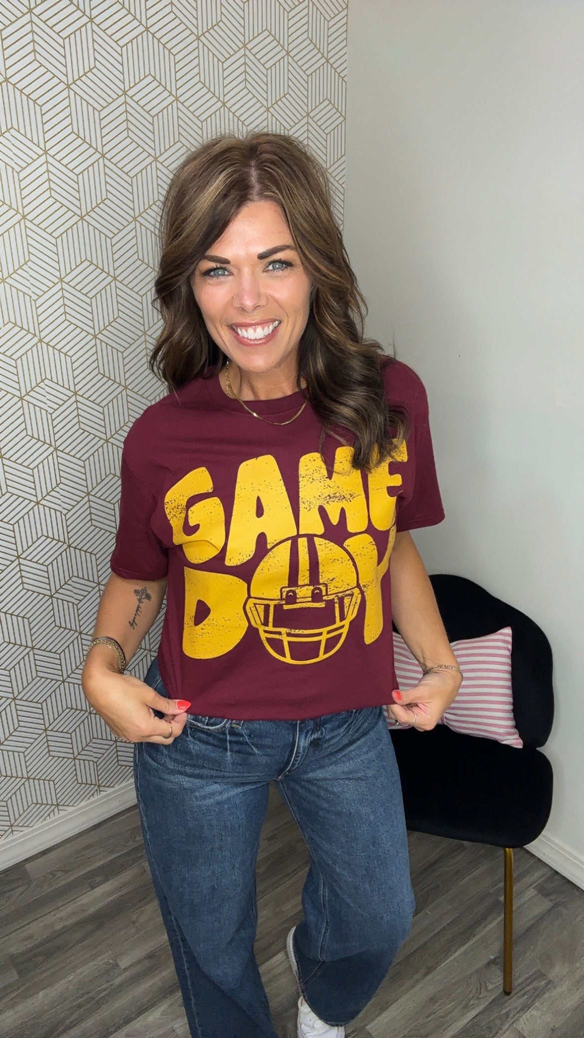 Maroon & Gold Game Day Helmet Graphic Tee