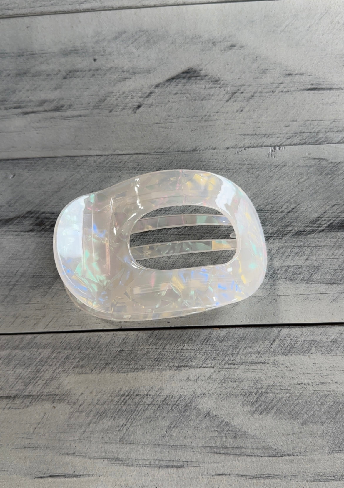 Iridescent Flat Curved Hair Clip