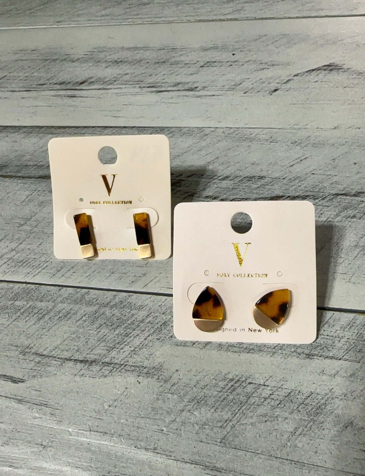 Tortoise & Gold Stud Earrings