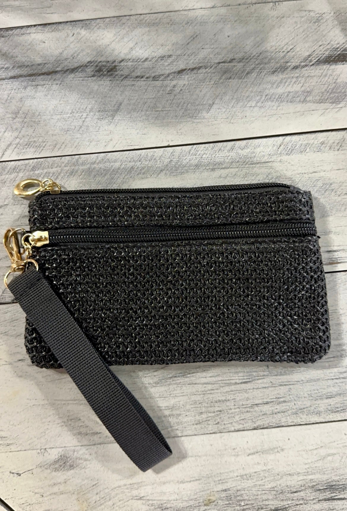 Black Woven Boho Wristlet