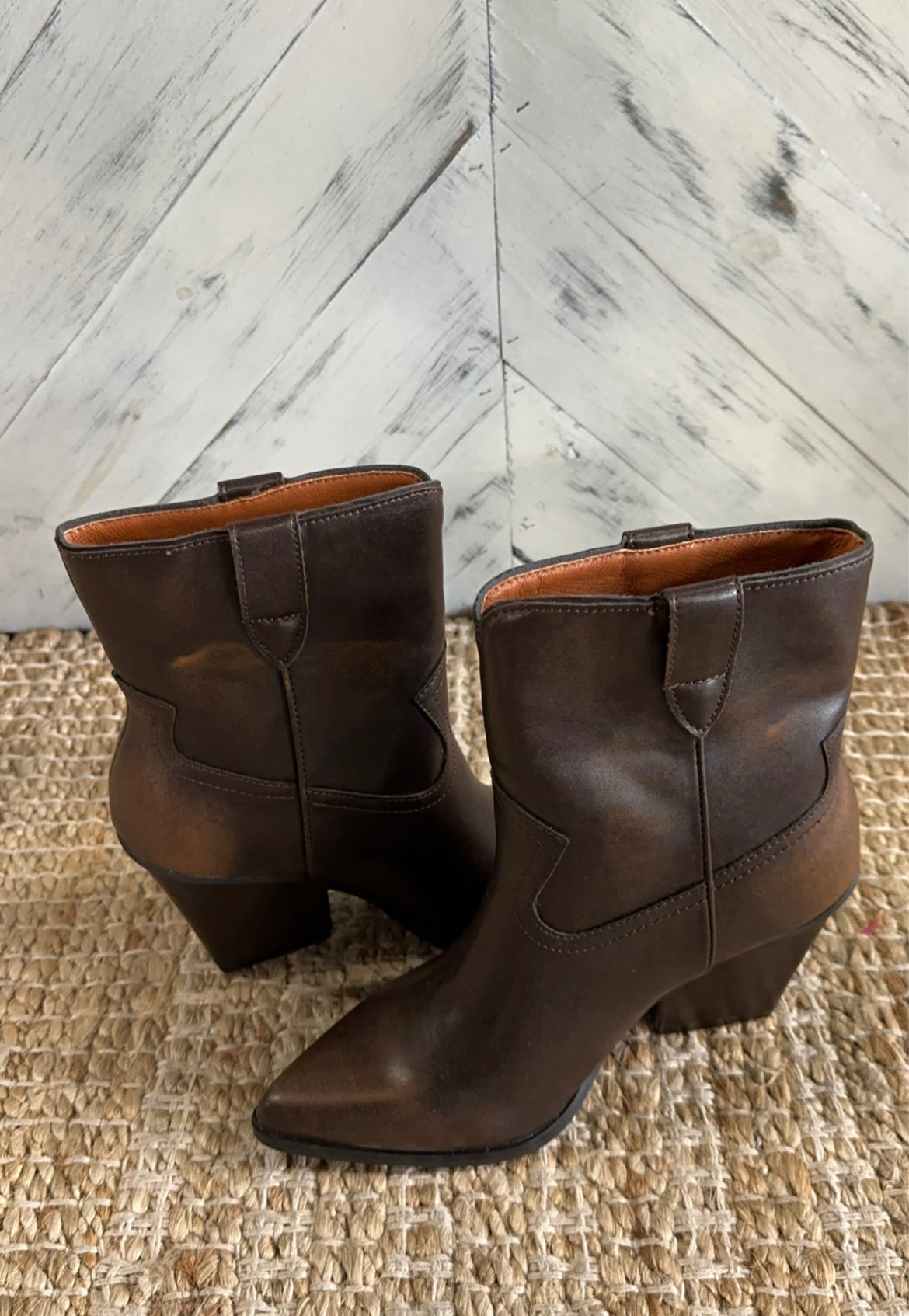 Coffee Two Toned Western Booties