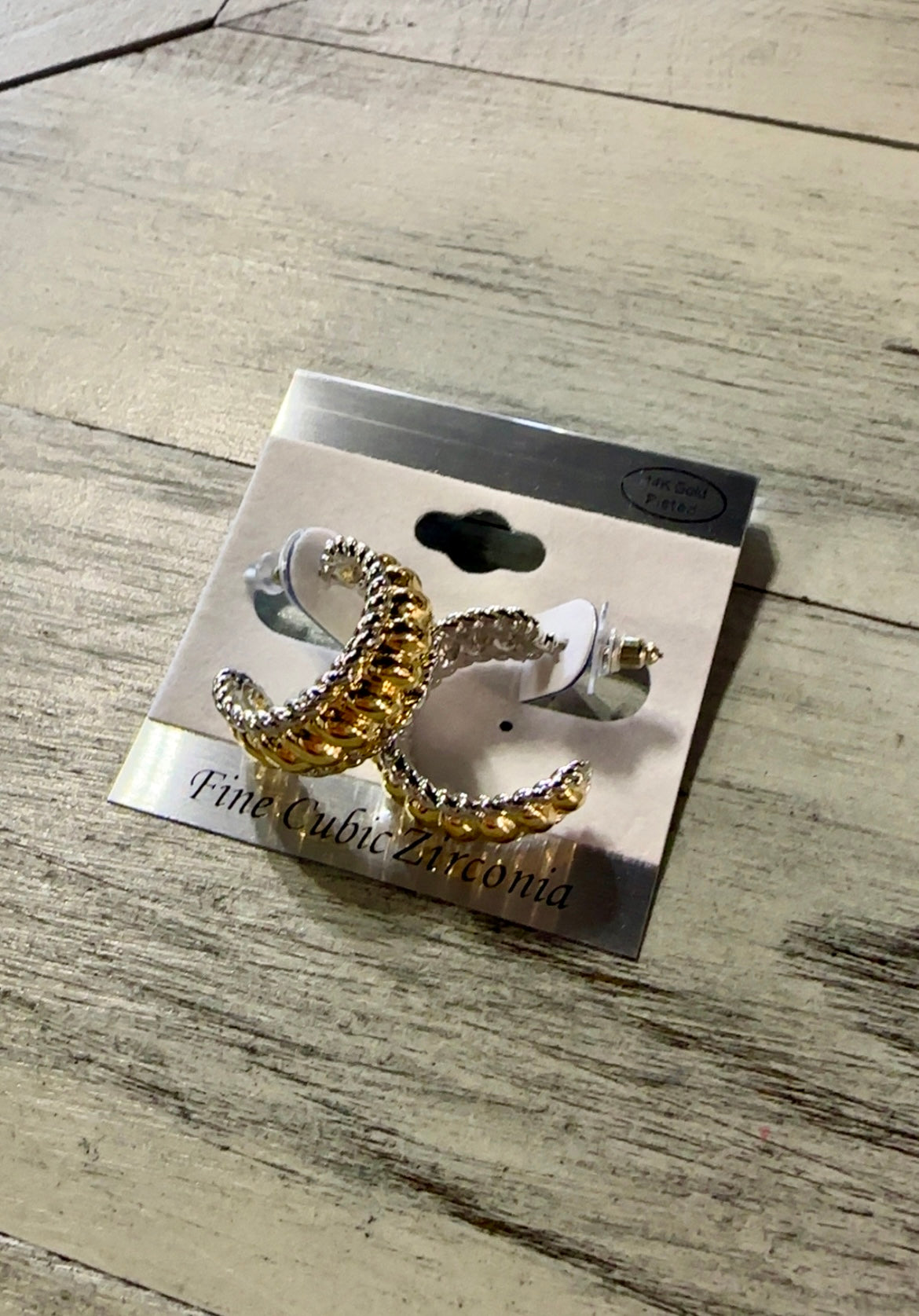 Gold-Plated Two-Tone Rope Earrings