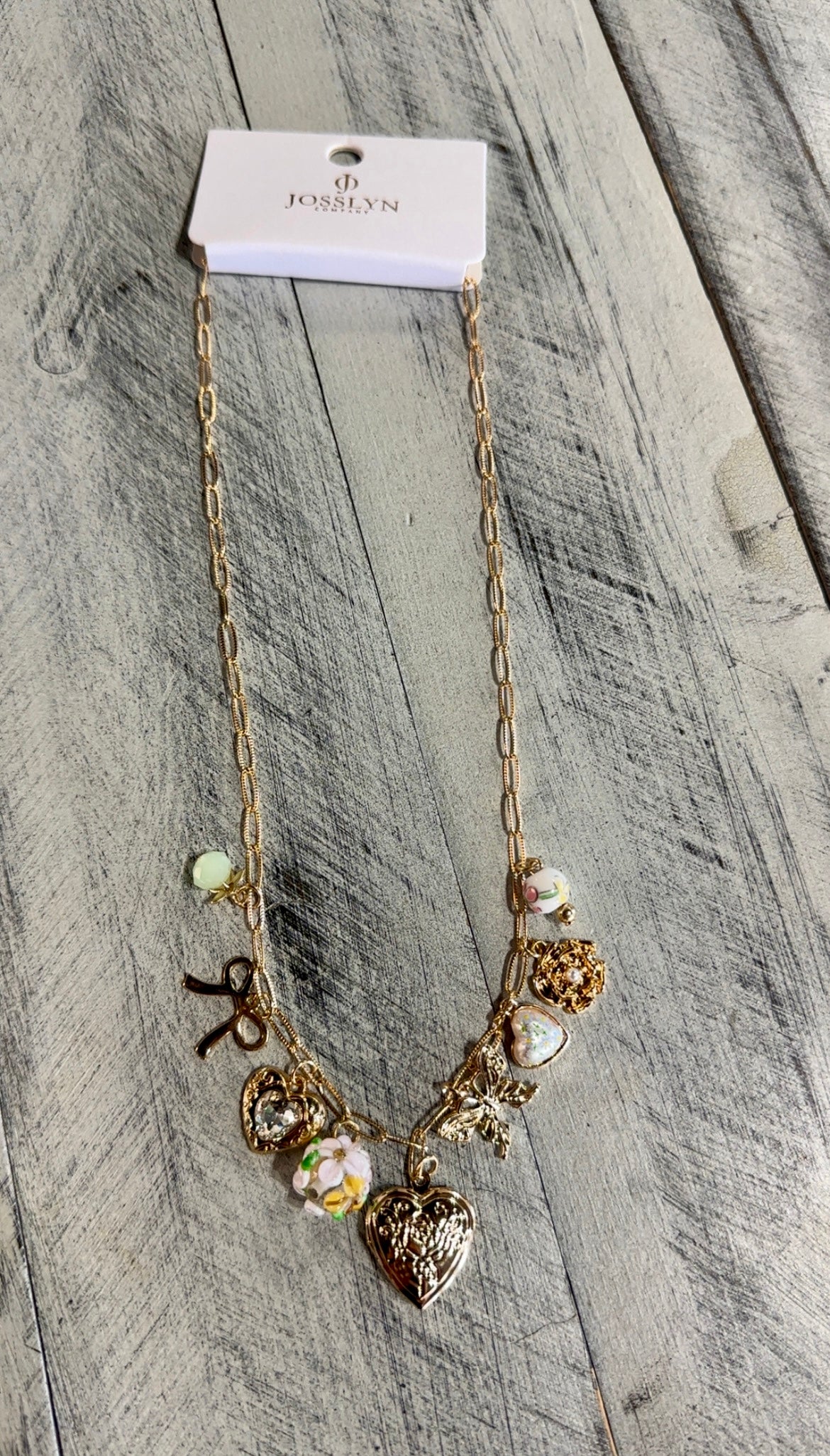 Gold Heart Locket Charm Necklace