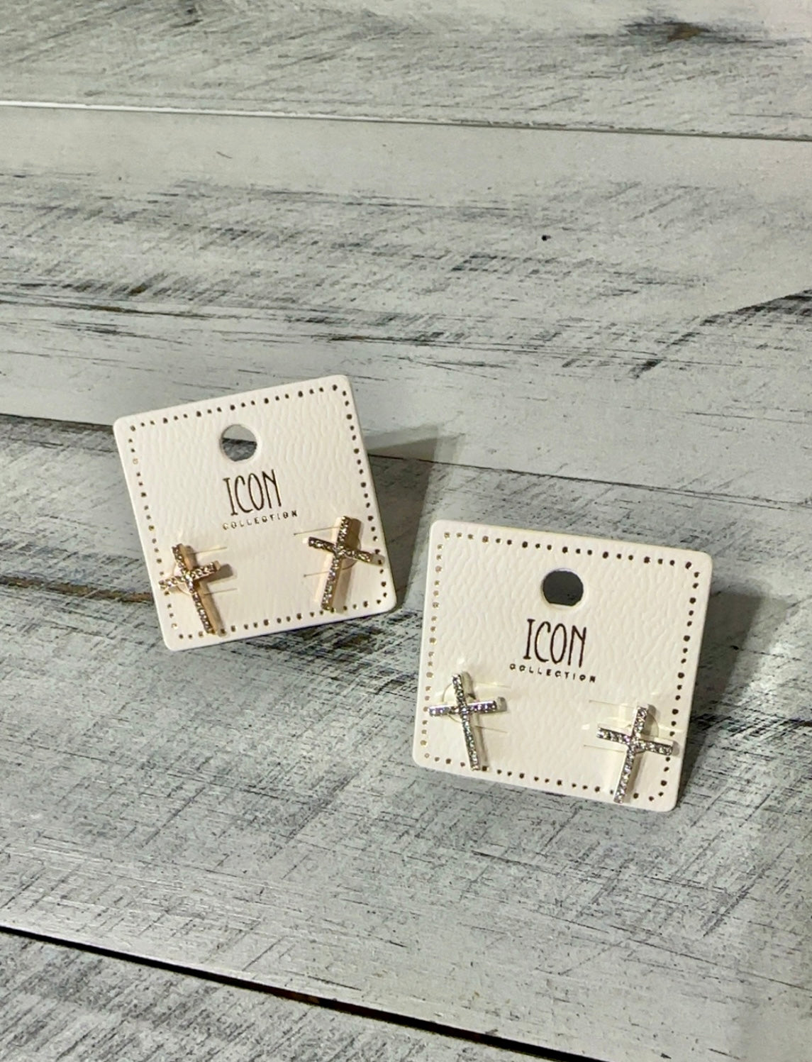 Rhinestone Cross Stud Earrings
