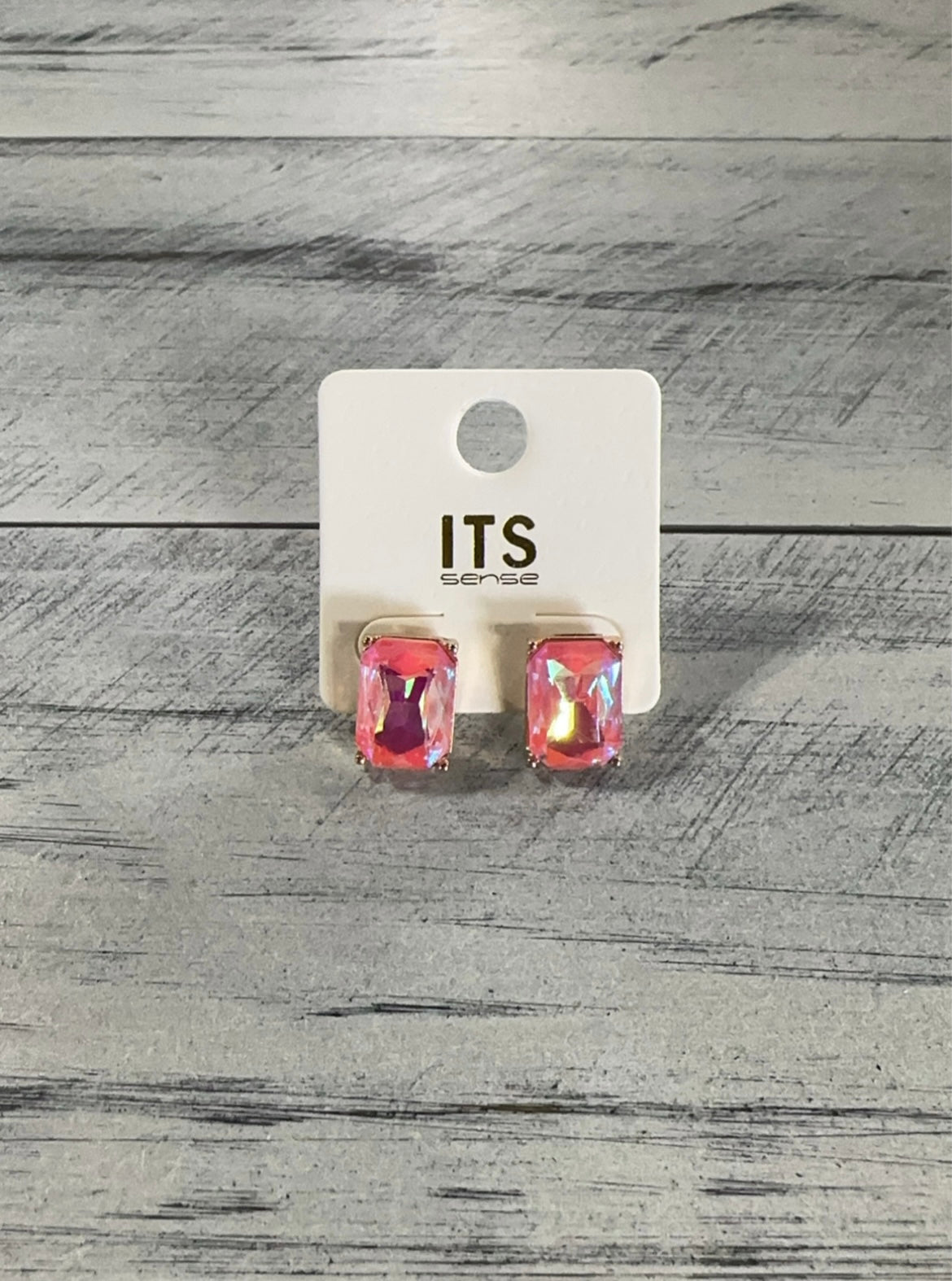 Colored Stone Iridescent Stud Earrings