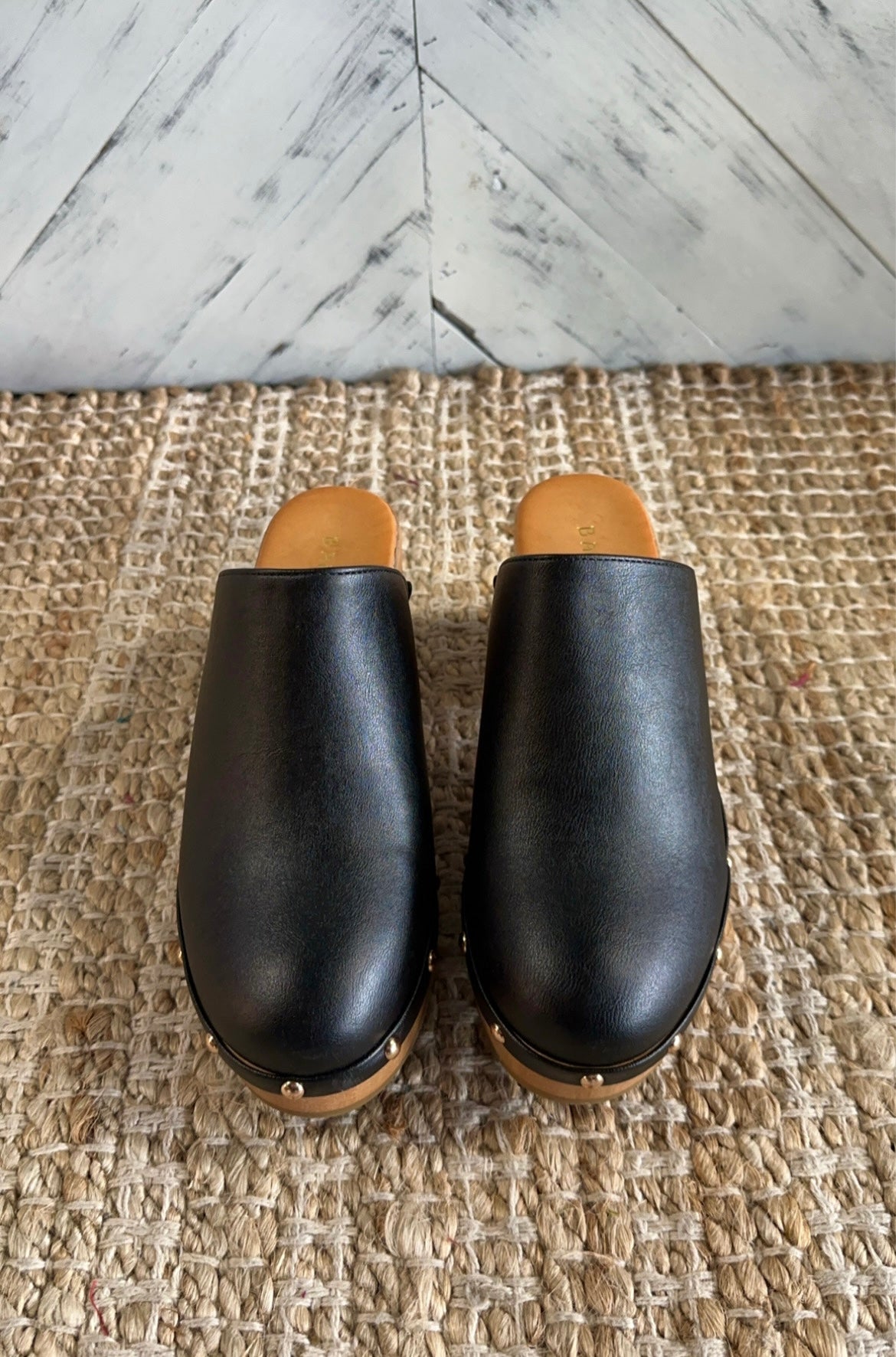 Black Platform Studded Clogs
