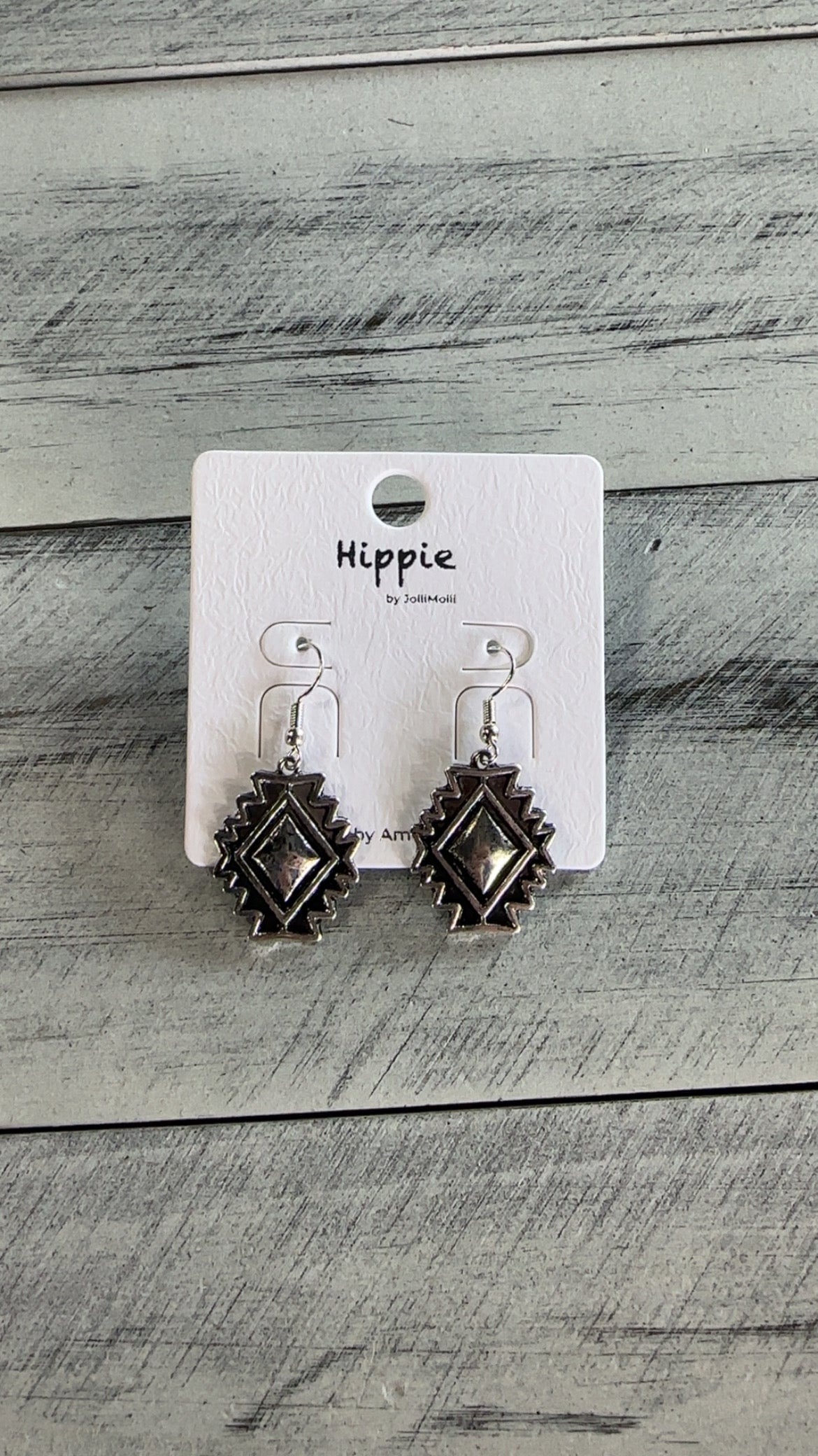 Silver Aztec Drop Earrings
