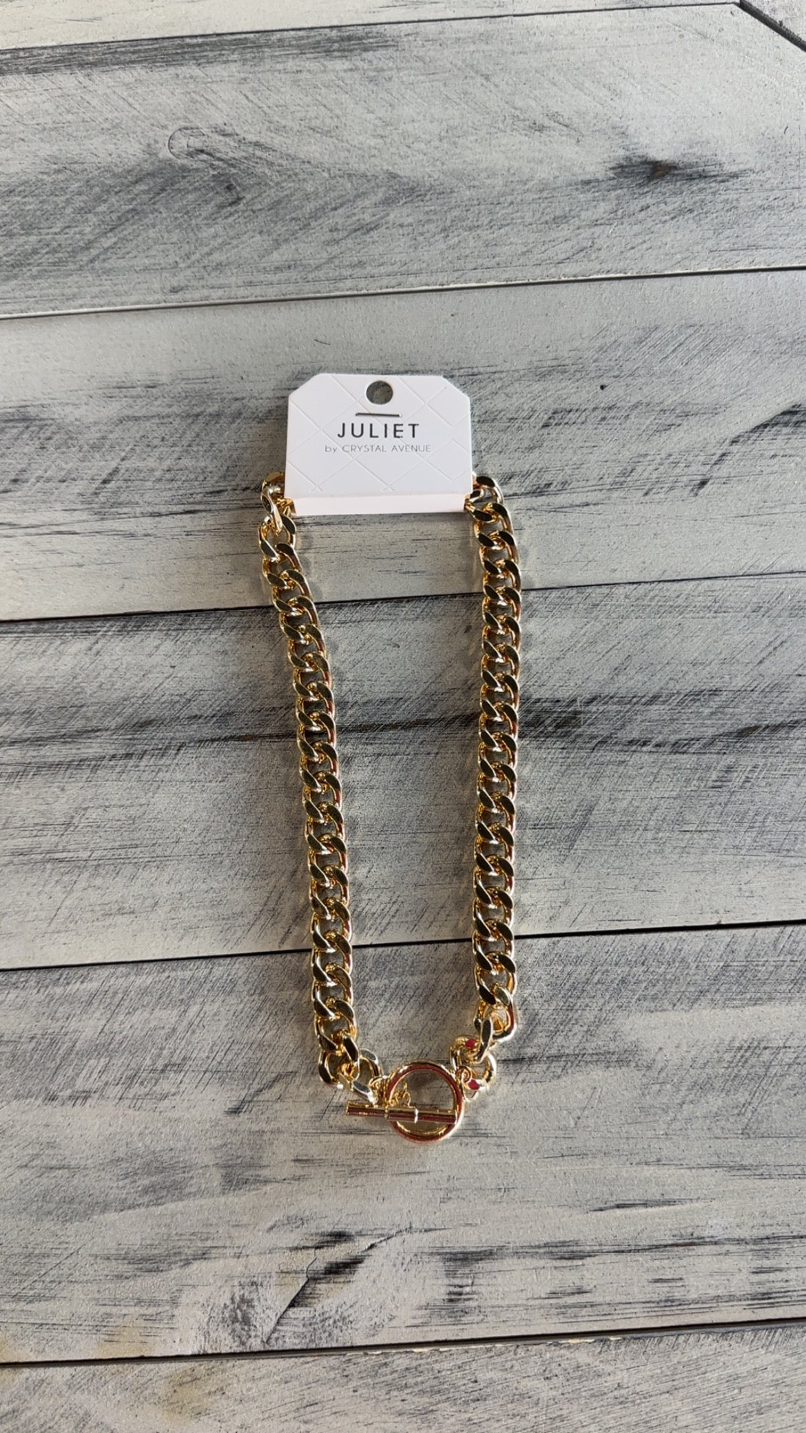 Gold Chunky Link Chain Toggle Necklace