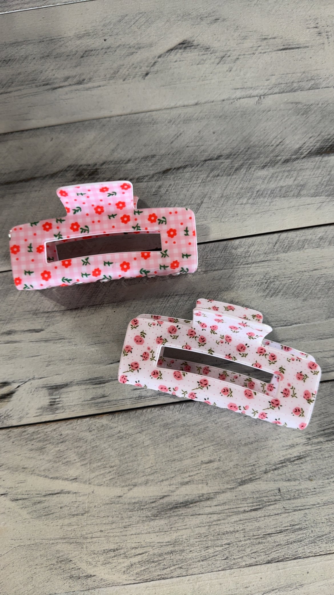 Large Rectangle Floral Petal Hair Clip