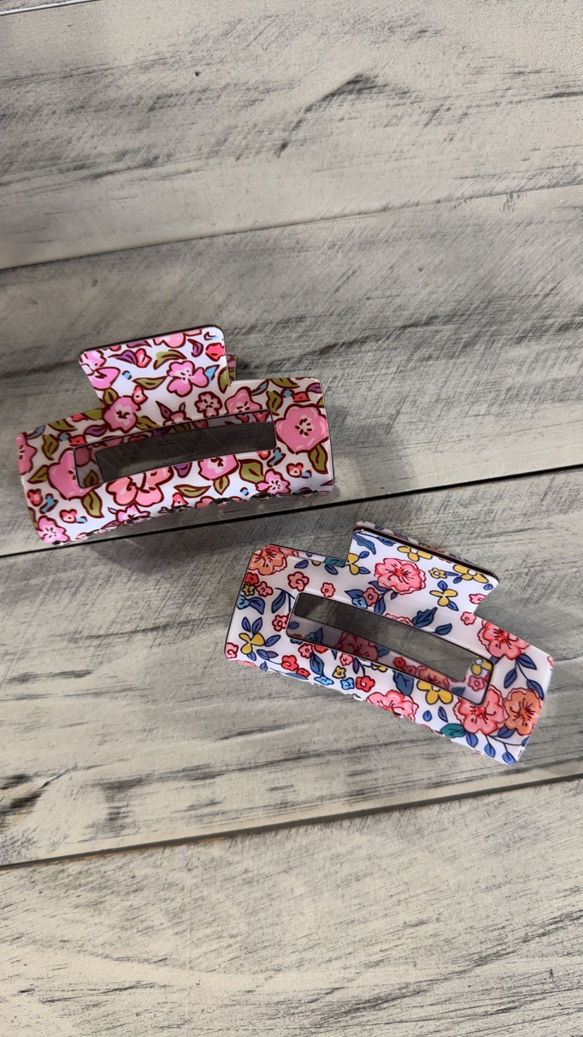 Rectangle Floral Hair Clip