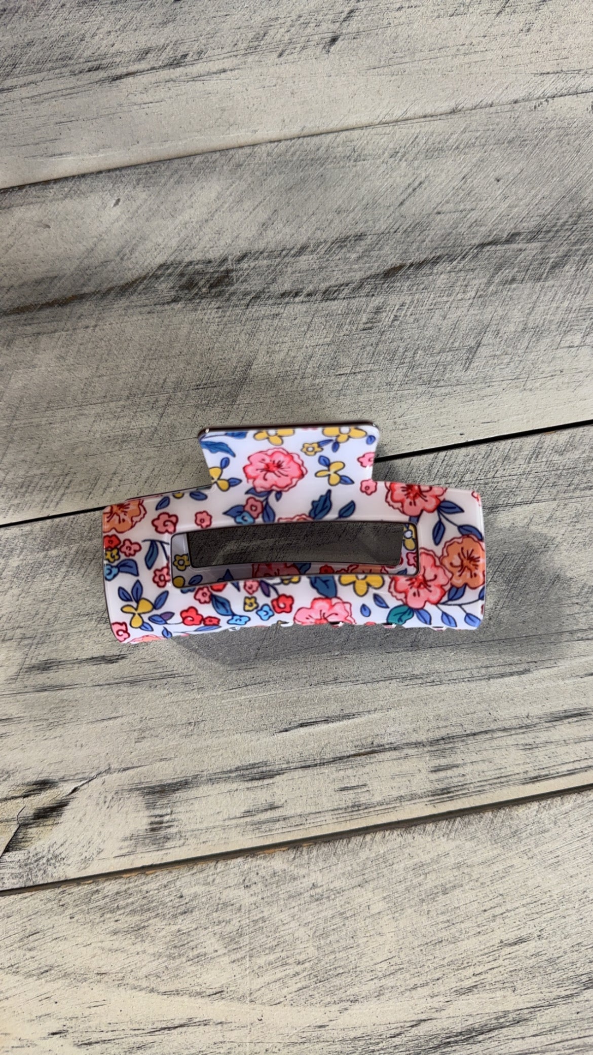 Rectangle Floral Hair Clip