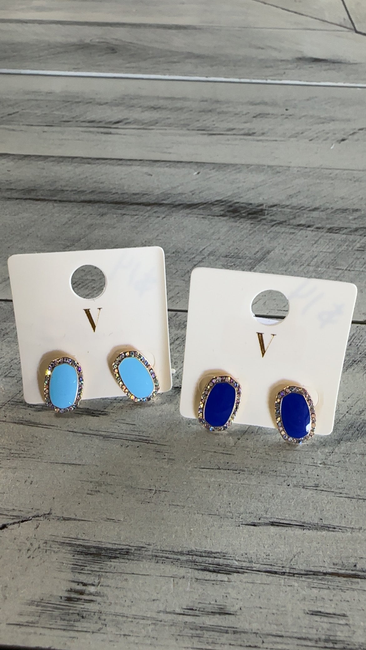 Mini Oval Stone Stud Earrings