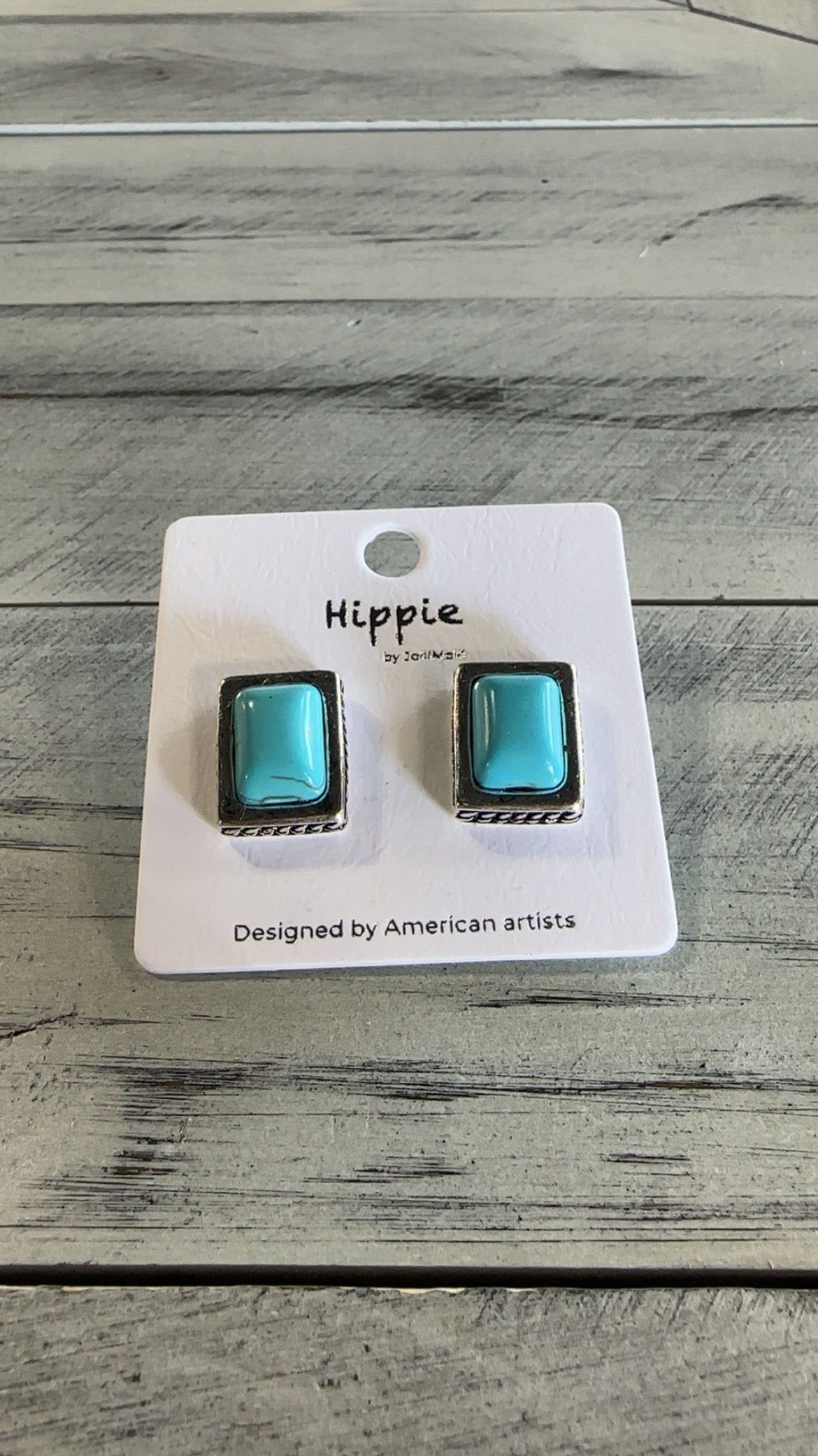 Turquoise Rectangle Western Stud Earrings