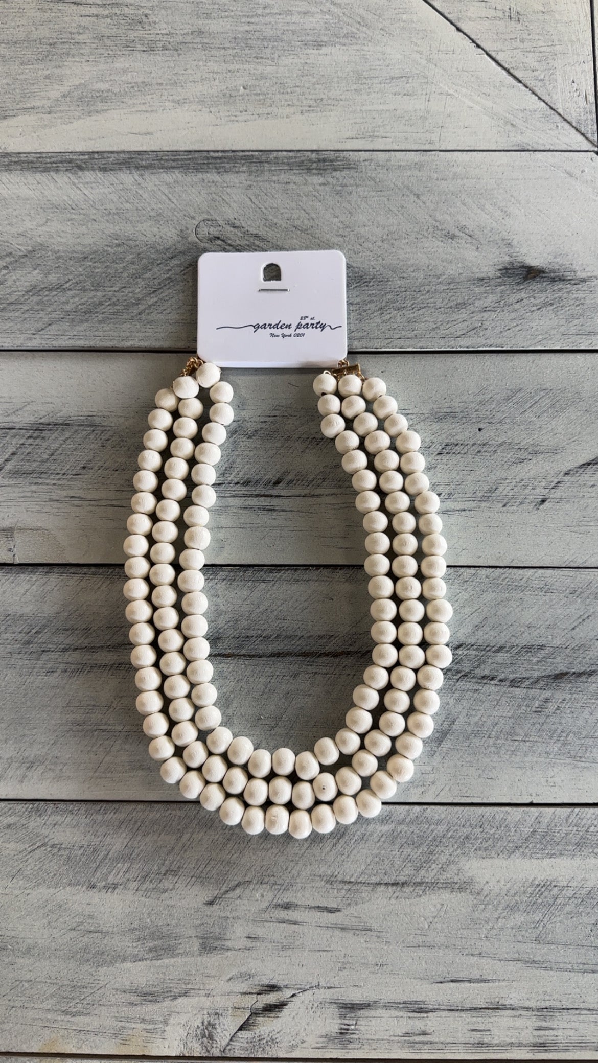 3 Layer White Beaded Necklace