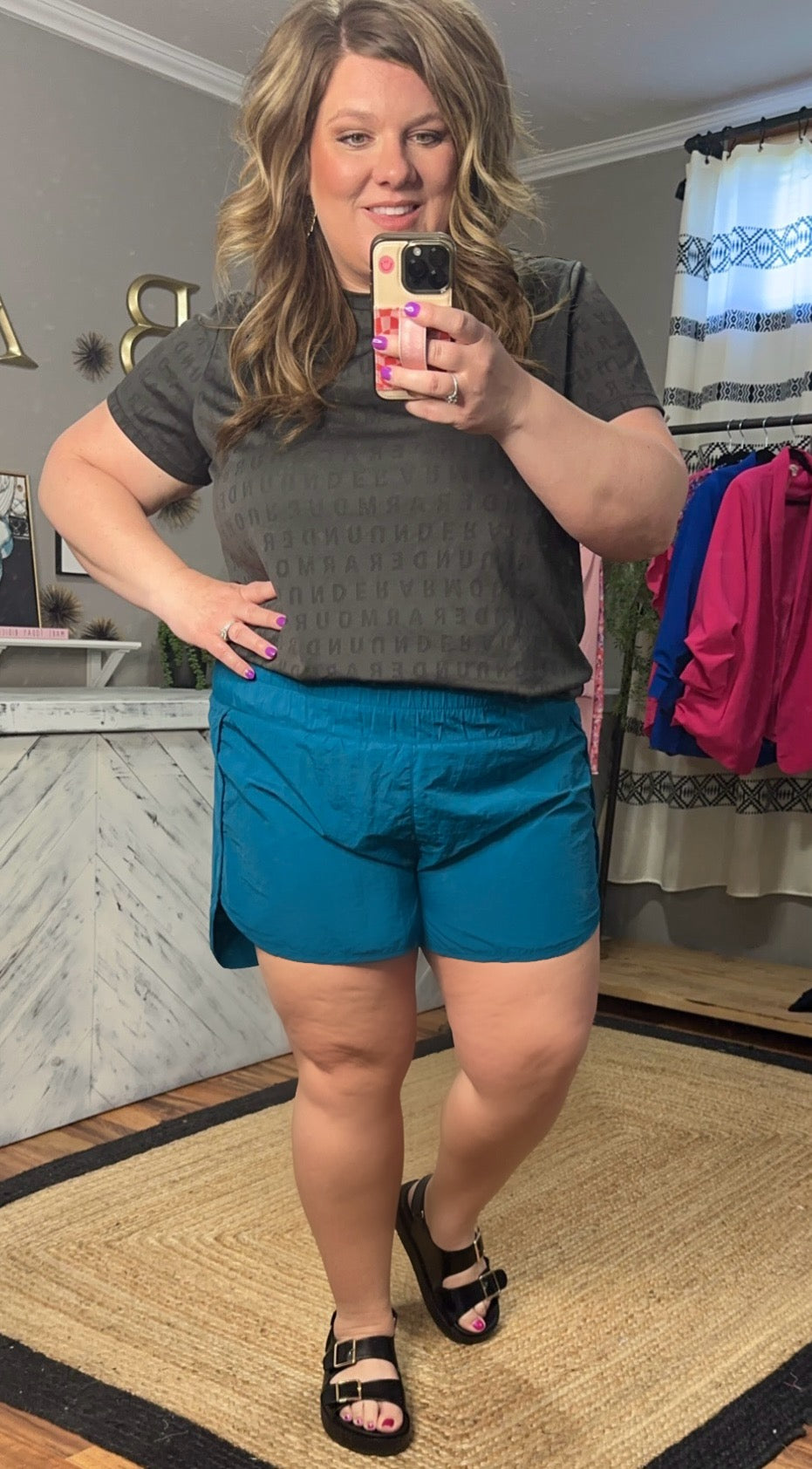 Teal Smocked Waist Shorts