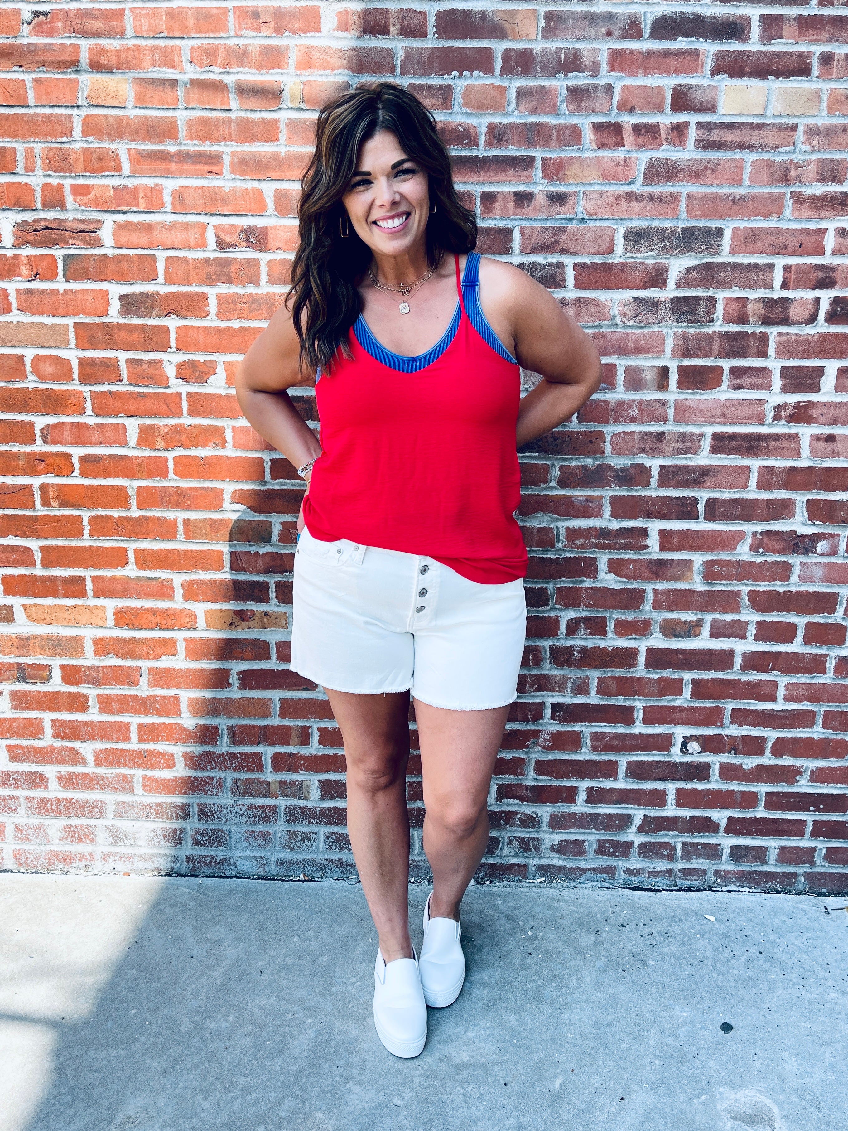 Red Adjustable Strap Tank