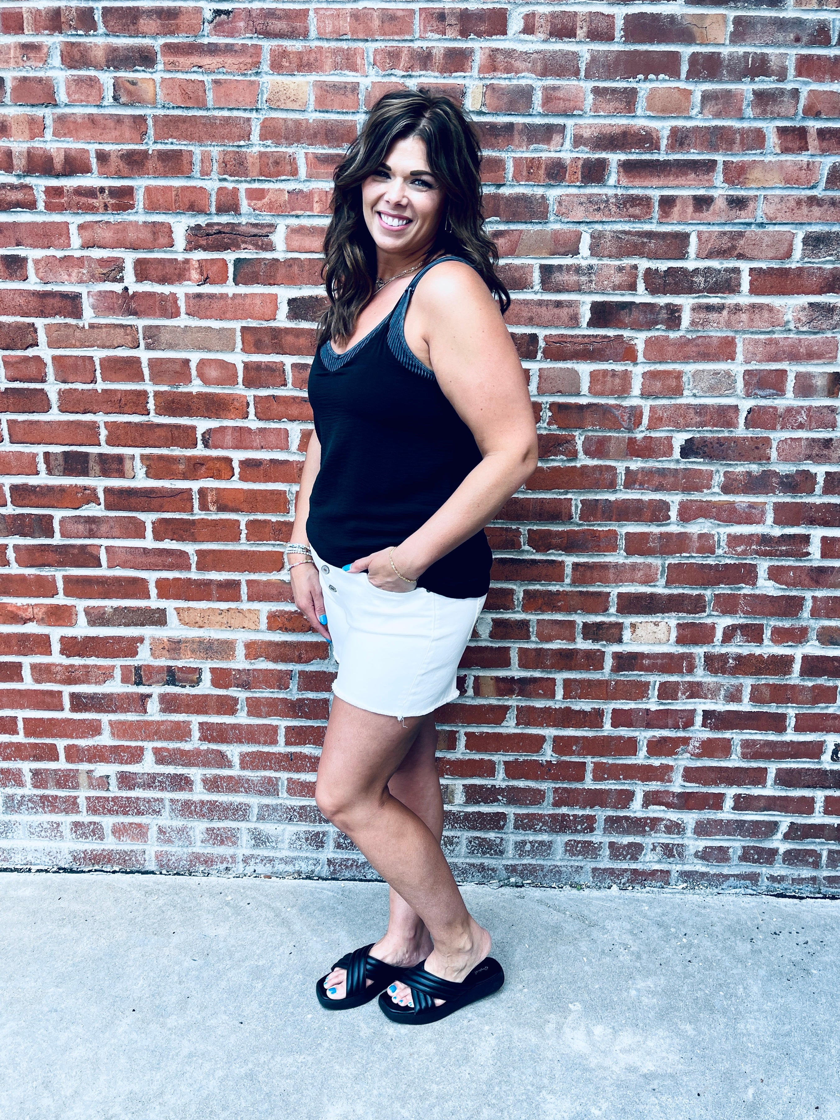 Black Adjustable Strap Tank