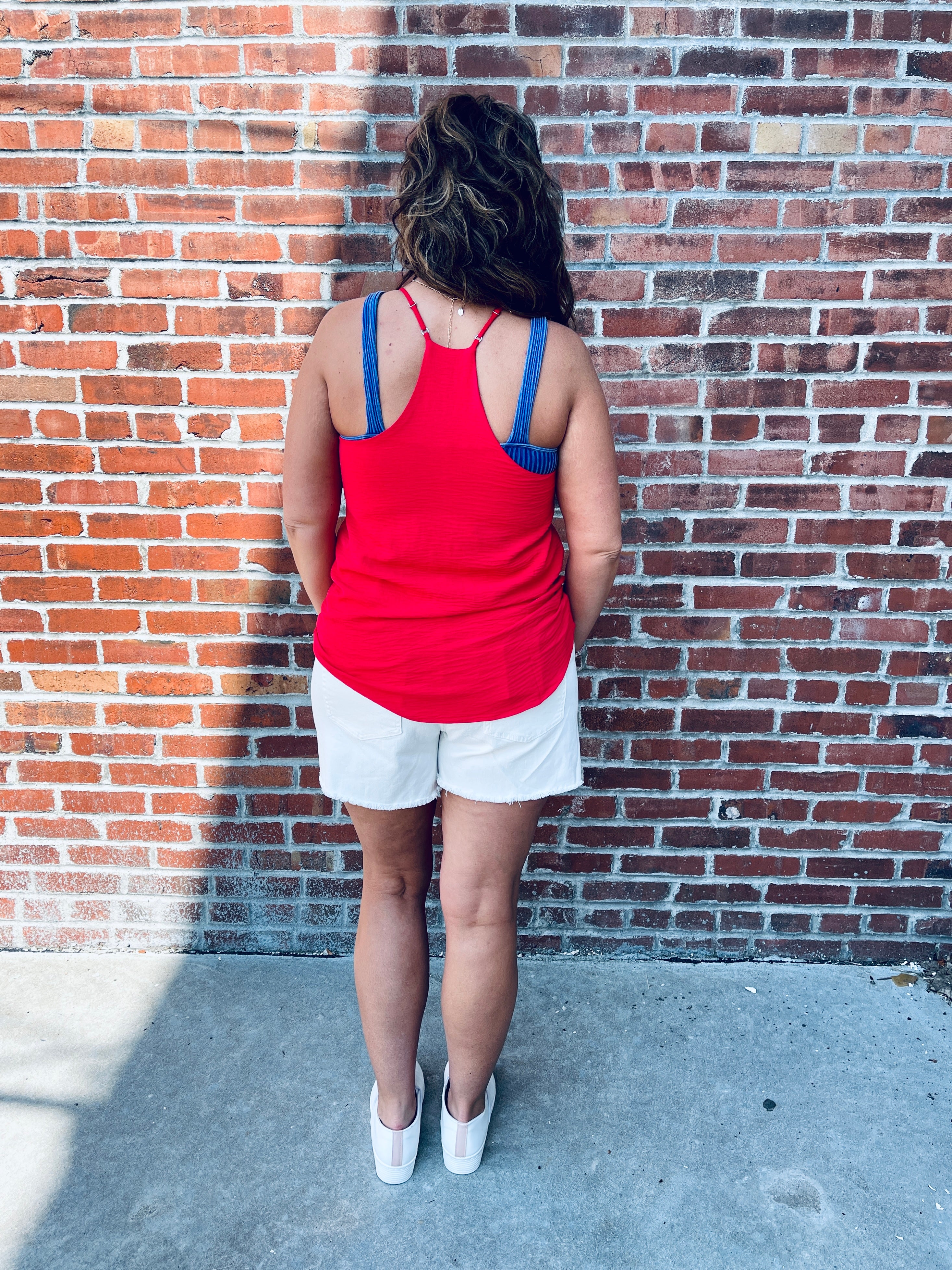 Red Adjustable Strap Tank