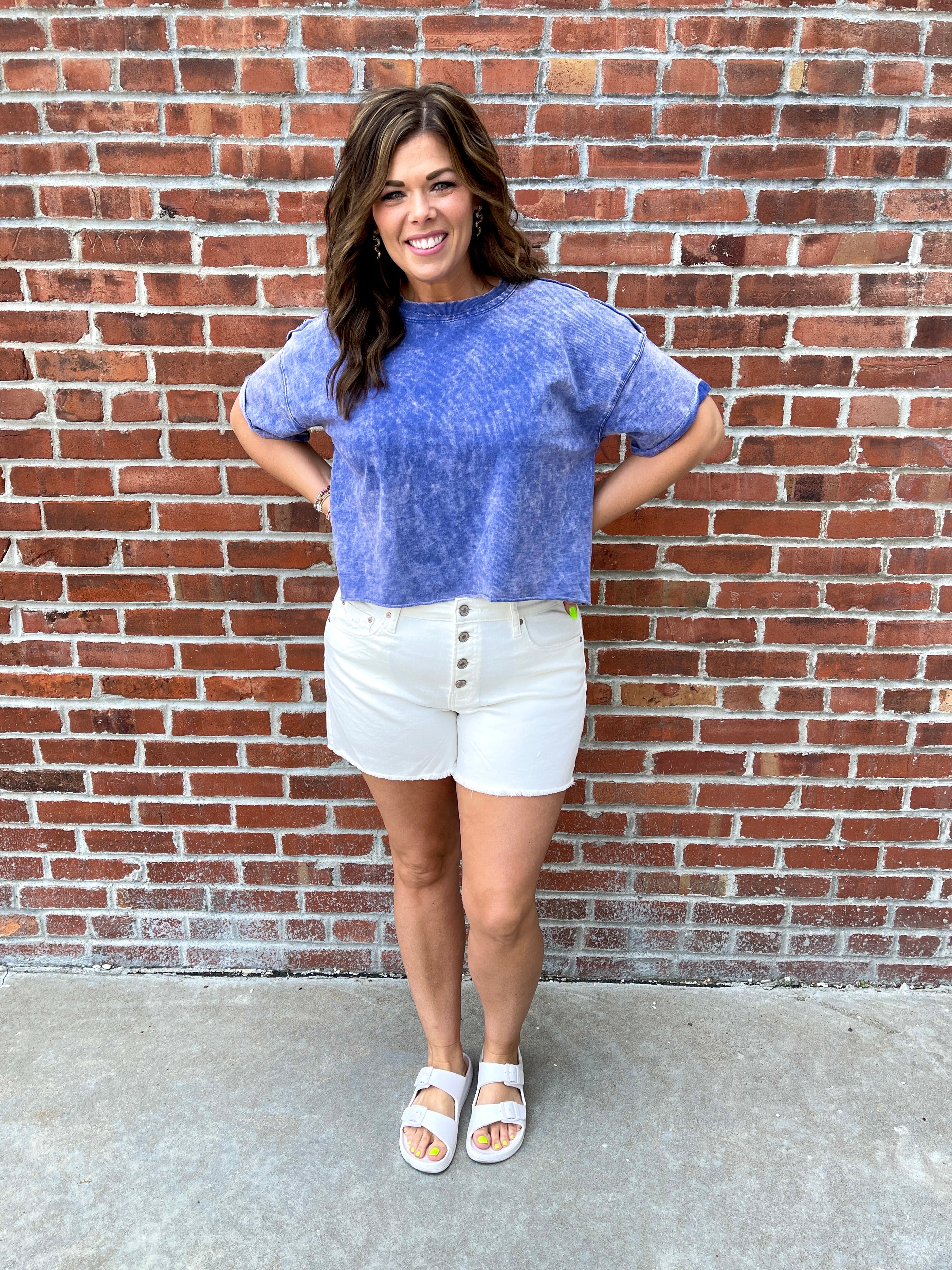 Purple Terry Cloth Acid Wash Top