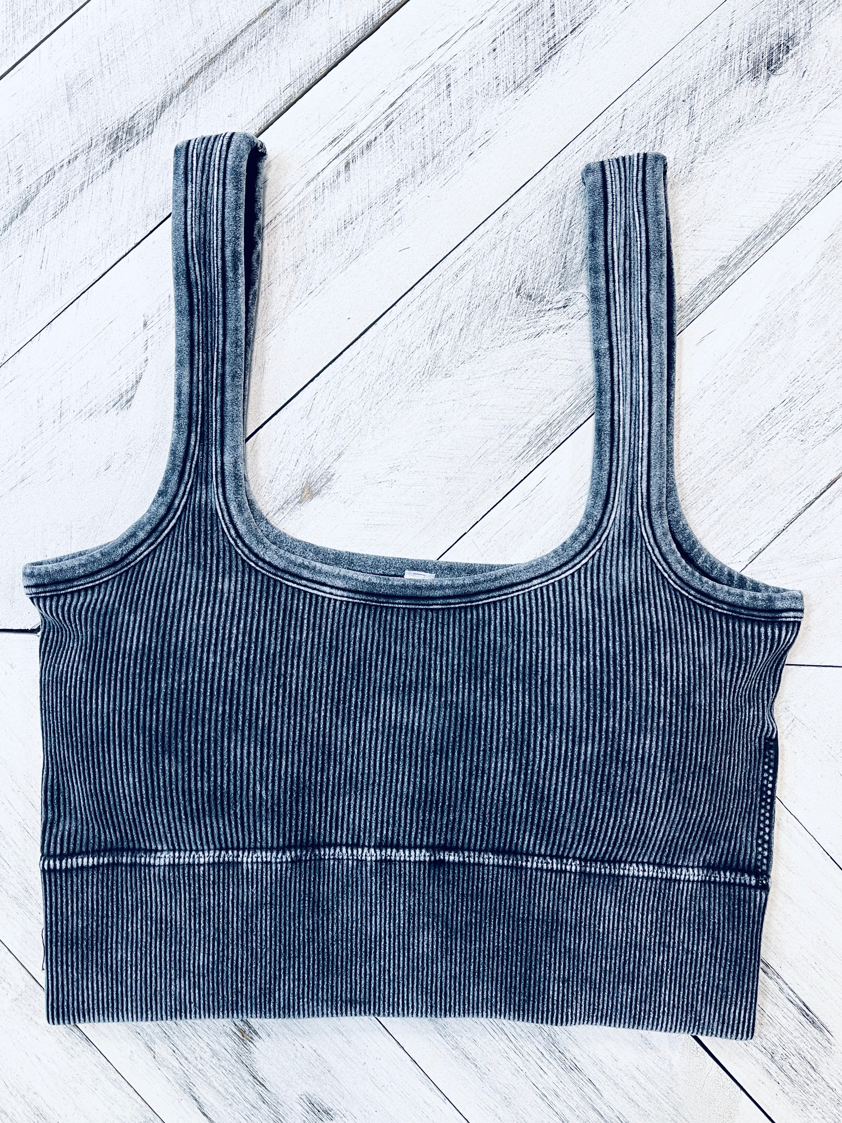 Ash Black Ribbed Bralette
