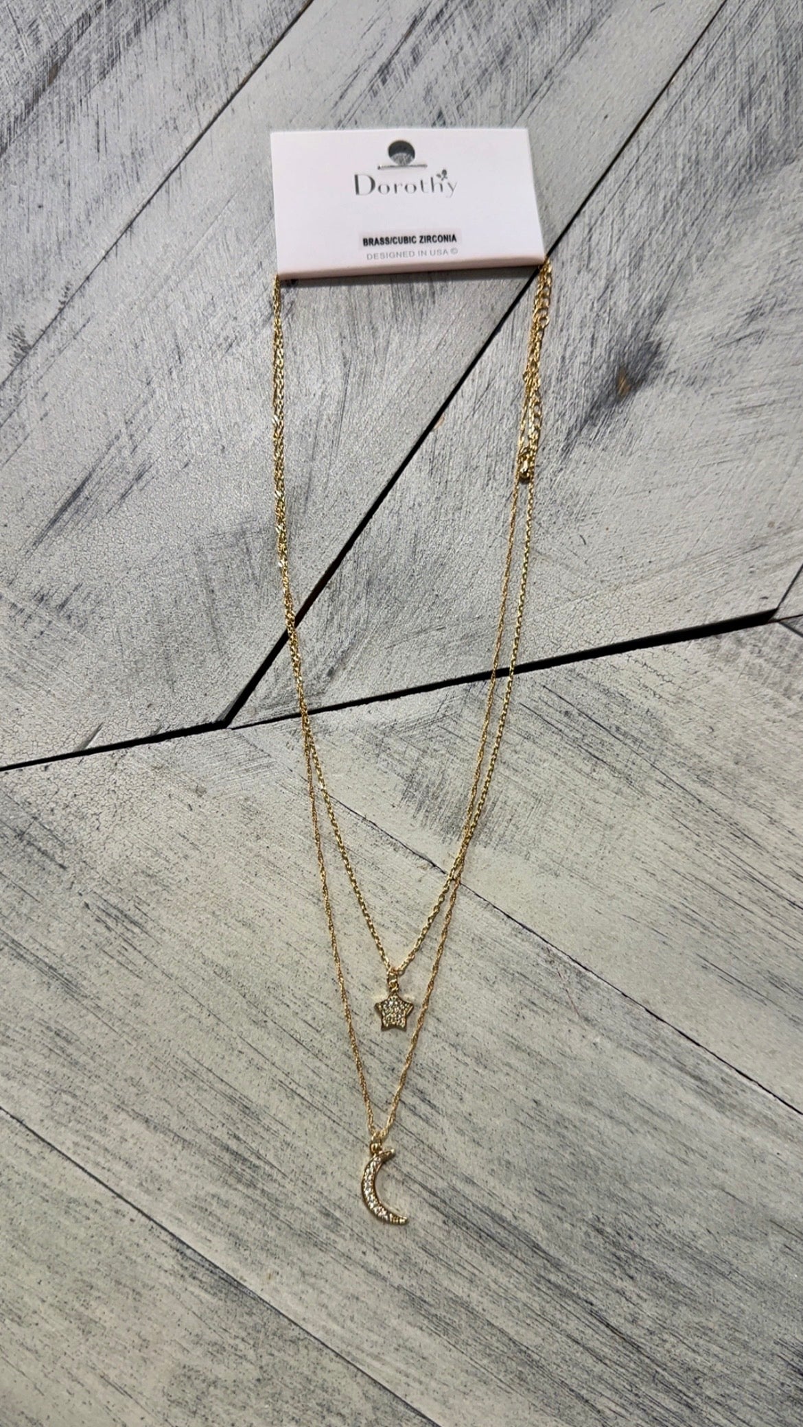 2 Layer Moon & Star Pendant Necklace